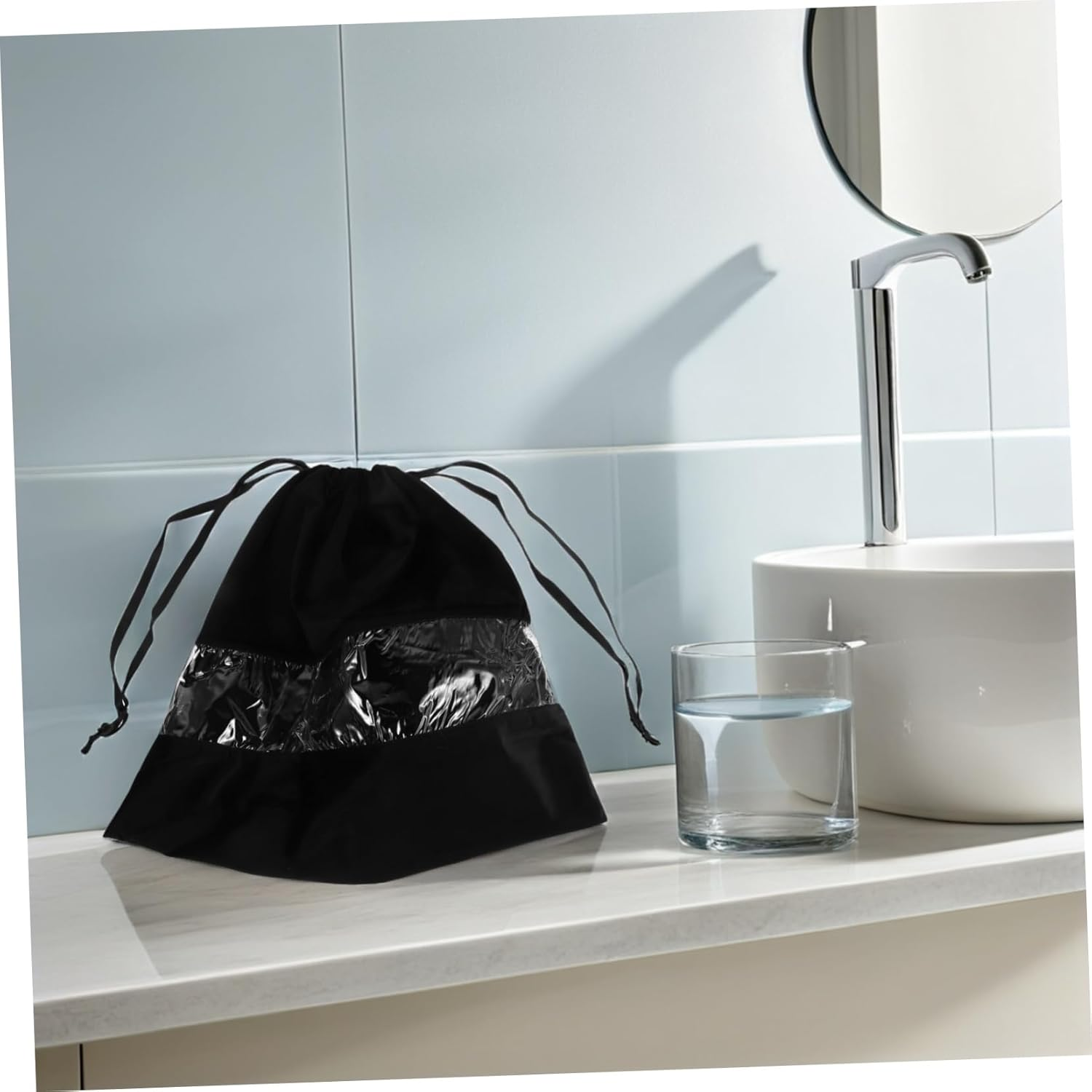 GANAZONO Transparent Drawstring Hair Dryer Bag for Travel Lightweight Protective Dust Pouch for Accessories Clothes Makeup Portable Small Storage Organizer image number 3