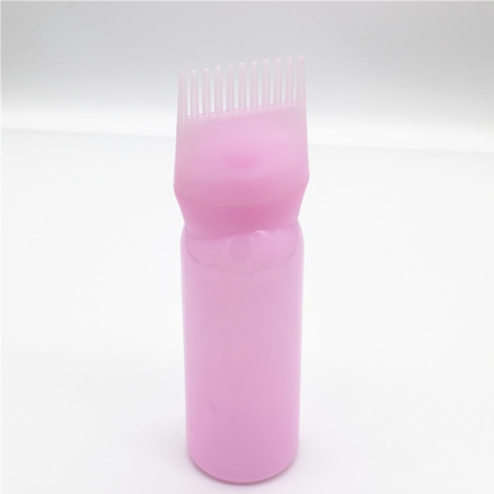 Poemtian Applicator Bottle for Hair Dye Comb Bottle Applicator Root Comb Applicator Bottle with Graduated Scale Hairdressing Coloring Styling Tool for Home Salon (Pink)