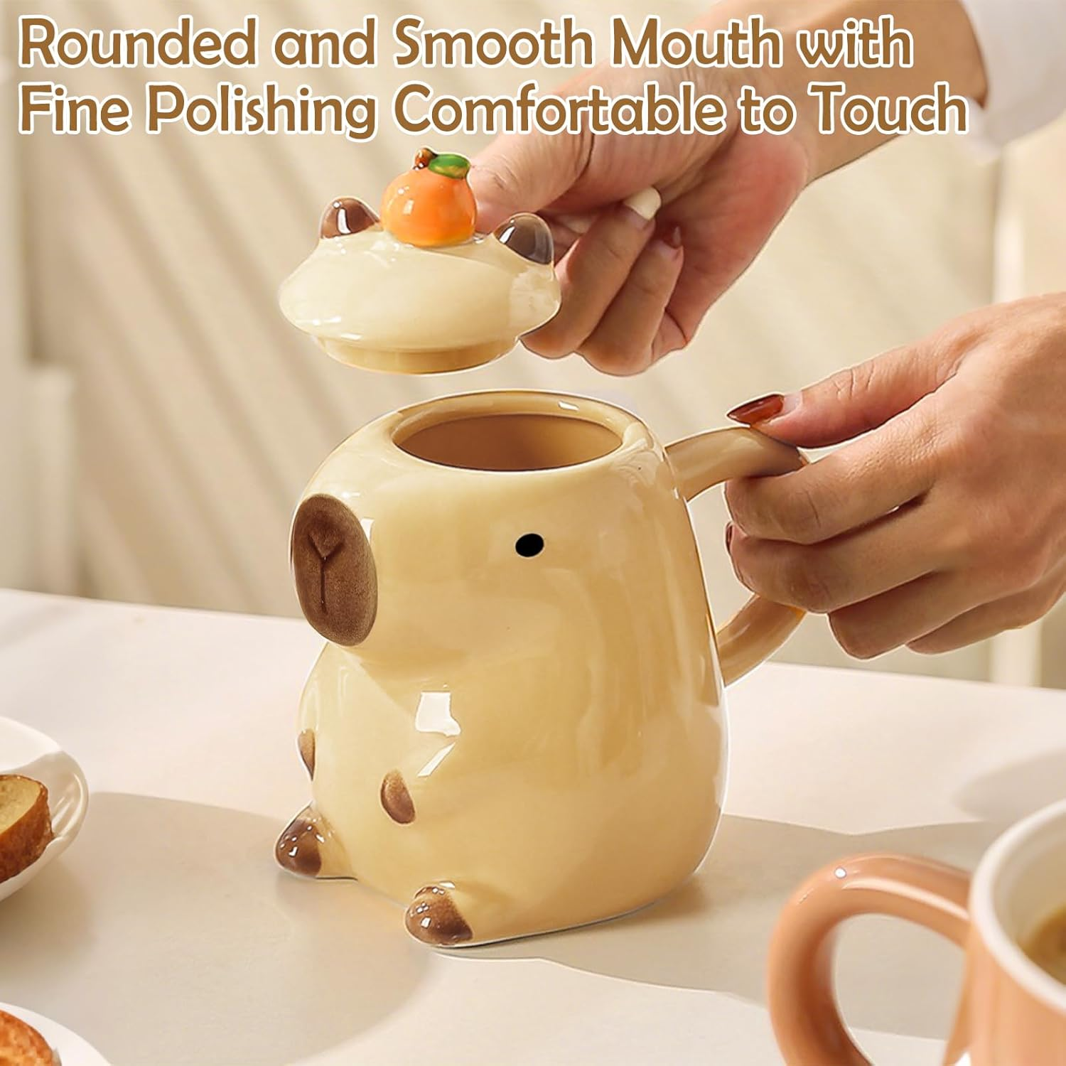 Gifts for Women Funny Capybara Coffee Mugs Birthday Gifts for Women Her Girls Kawaii Tea Cup Best Friend Christmas Daughter Graduation Gift Ceramic Autumn Mug with Lid Cute Capybara Stuff Decor image number 1