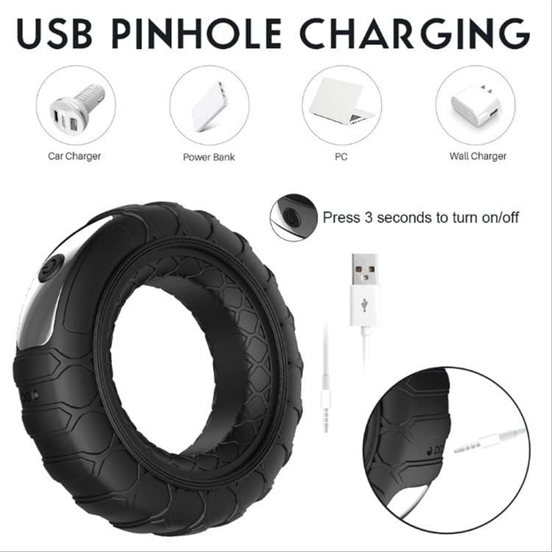 Diameter 4CM Funny Tire-Shaped USB Charging Lock Ring Silicone Ring, Men'S Delay Rings Silicone Soft Premium Elastic Ring for Men Long Lasting Enhancement Ring Bed Exercise Ring Sports Bodybuilding Trainer image number 3
