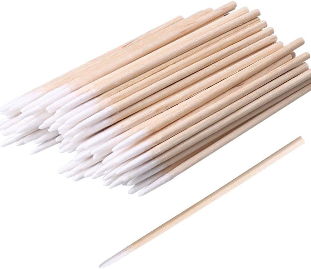400Pcs Pointed Cotton Swabs, 4 Inch Precision Microblading Cotton Swab Cotton Sticks Applicator for Eyebrow Tattoo Beauty Make-Up Nail Clean, Wood Handle Pointed Tip Head