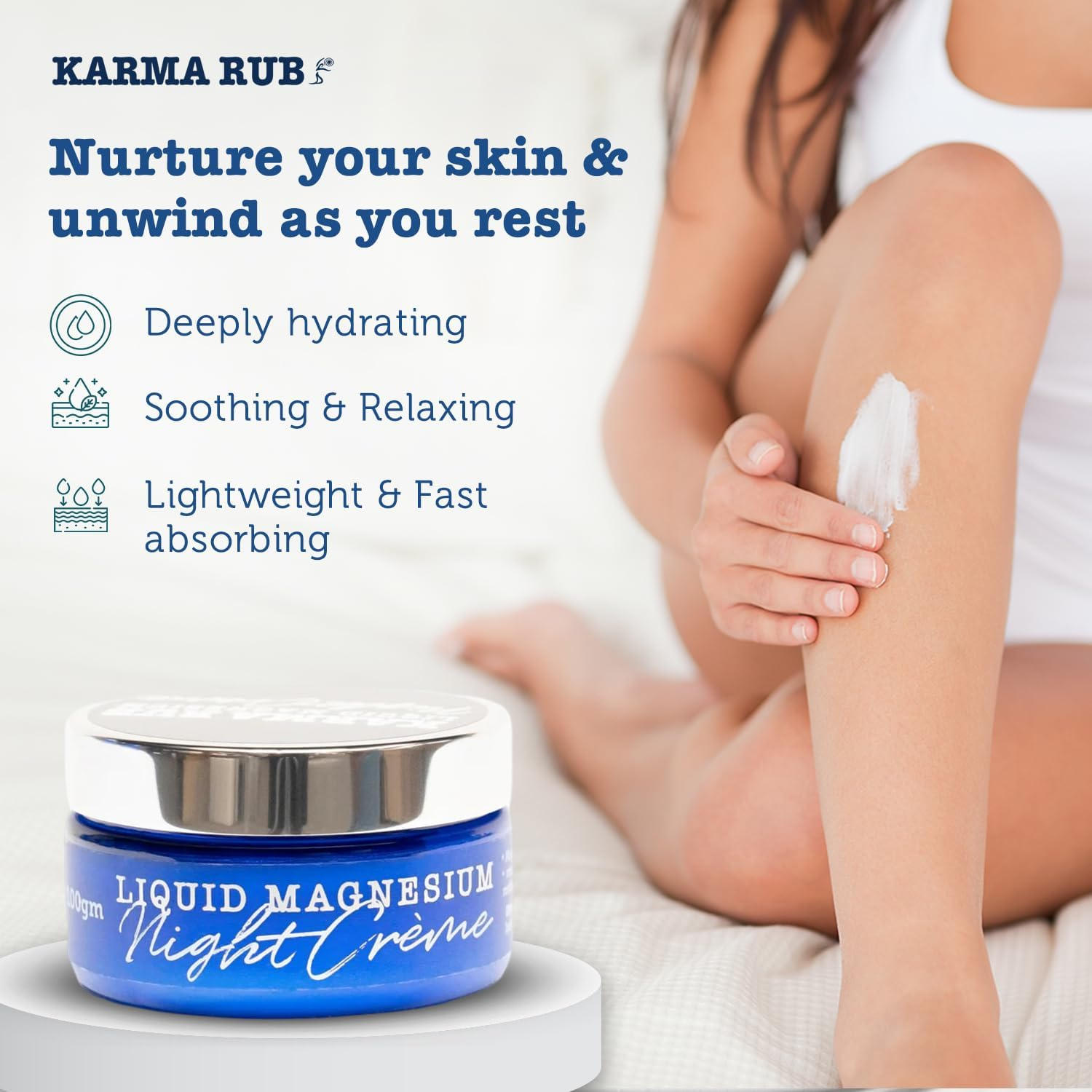 Karma Rub Magnesium Night Cr&egrave;me, 100 Gm - Hydrates Skin and Supports Evening Relaxation as Part of a Nightly Routine image number 5