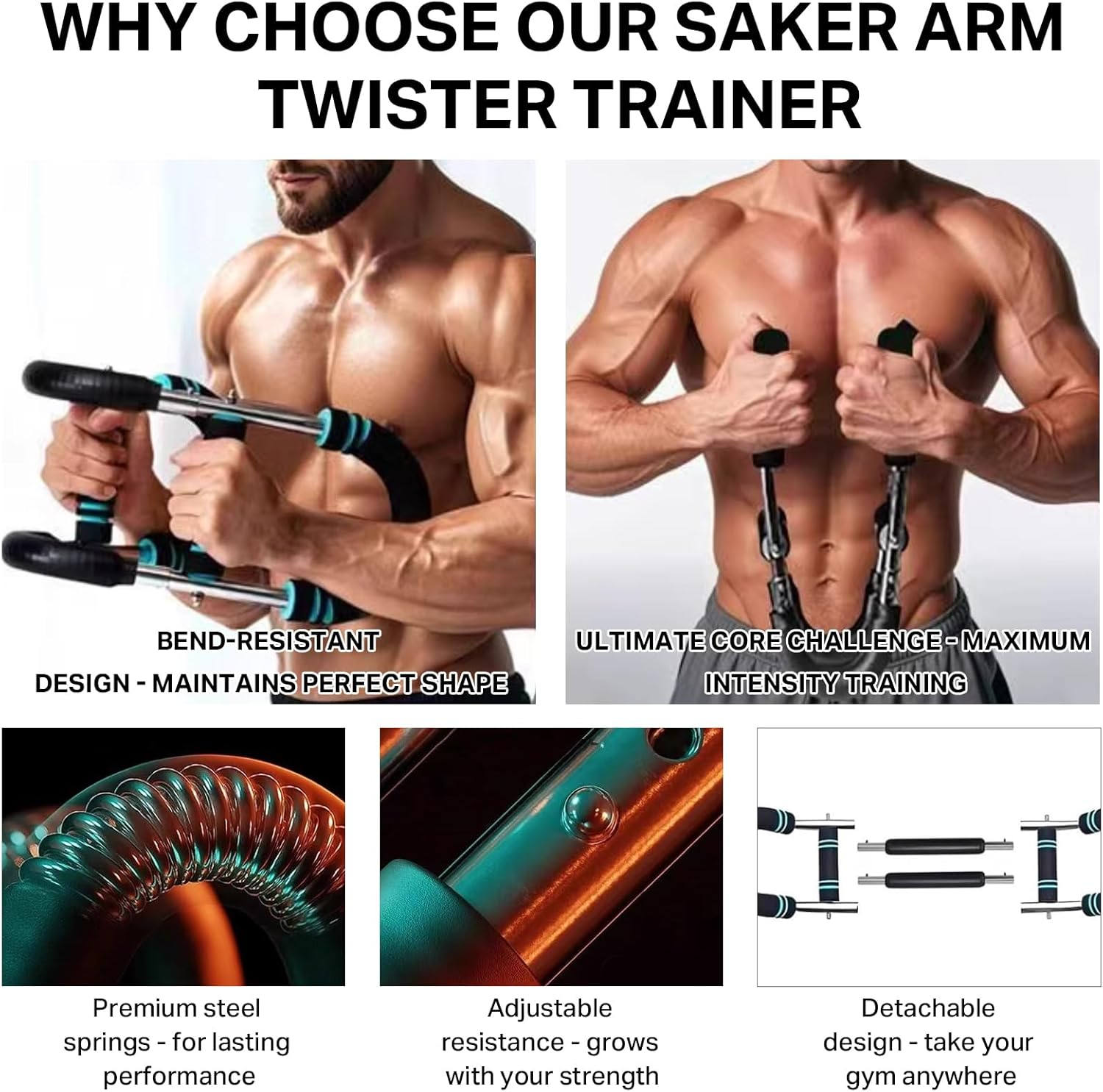 TTFP Saker Twister Arm Trainer for Men, Arm Workout Equipment with Chest Muscle Trainer(Blue 40Kg) image number 3