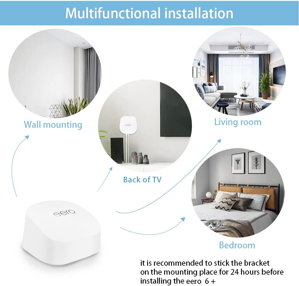 HOLACA Wall Mount Holder Bracket for EERO 6+ Tri-Band Mesh Wifi 6 System (2 Pack) image number 4