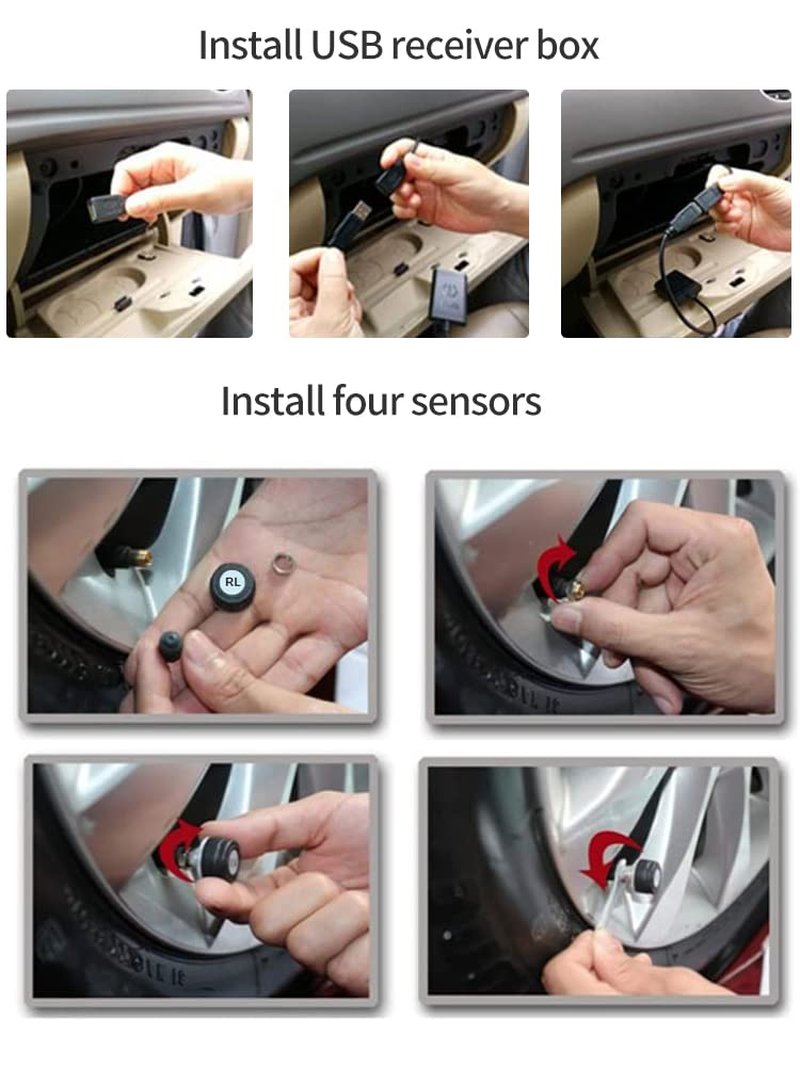ATOTO AC-UTP1 USB TPMS Tire Pressure Monitoring Sensors System Specified for ATOTO A5/A6/S8/X10 Android Car Stereo Models (Sensors Outside) image number 5