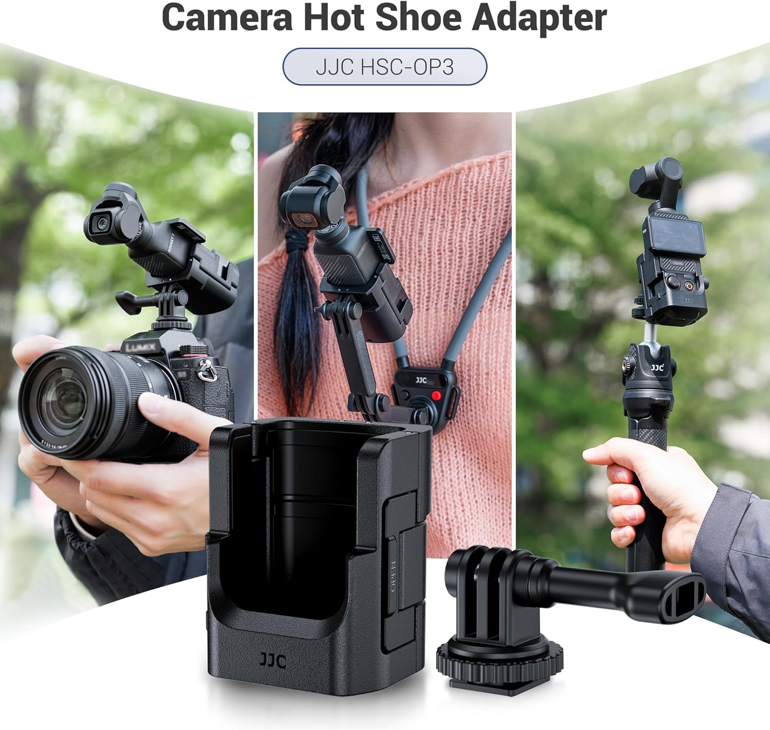 JJC Expansion Adapter for DJI Osmo Pocket 3 Protective Cage Bracket with Hot Shoe Mount & 1/4-20&lsquo; Screw Holes/Osmo Pocket3 Action Quick-Release image number 6