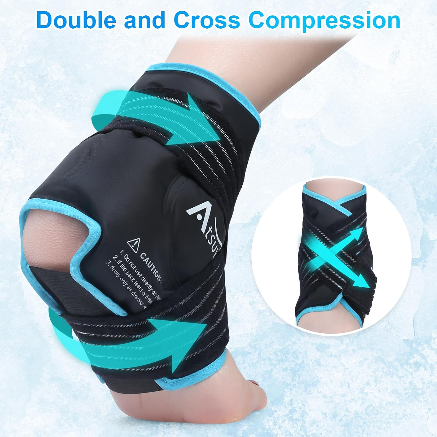Atsuwell Ankle Ice Pack Wrap, Reusable Gel Ice Pack for Foot Ankle Heel, Cold Compress Therapy for Pain Relief, Injuries, Achilles Tendonitis, Swelling, Sprained Ankles and Heels image number 6