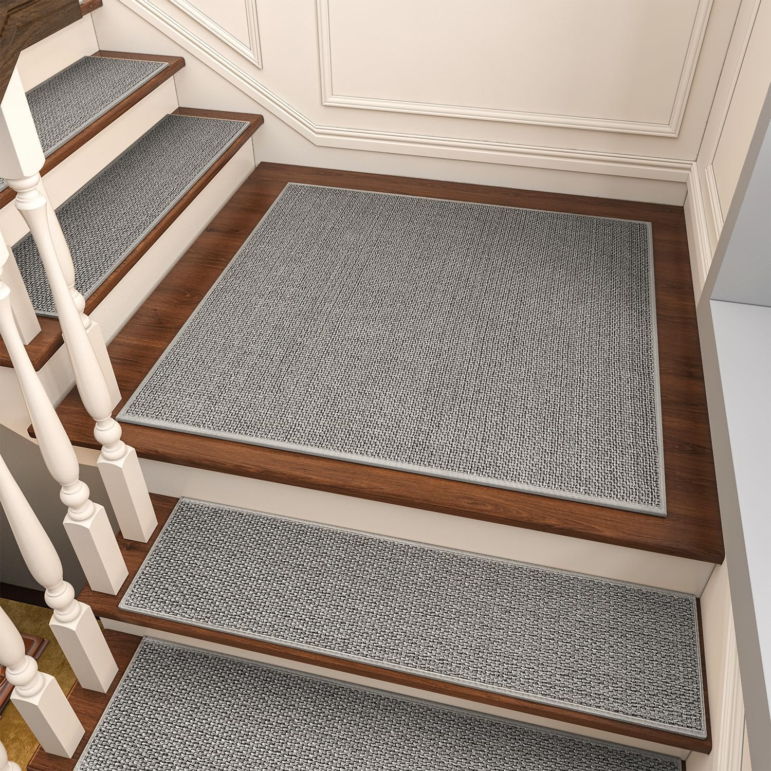 PADOOR Non Slip Stair-Treads Matching-Mat for Wooden Steps, Square Rubber Backing Non Slip Stair Landing Mat 31X31 Inch image number 4