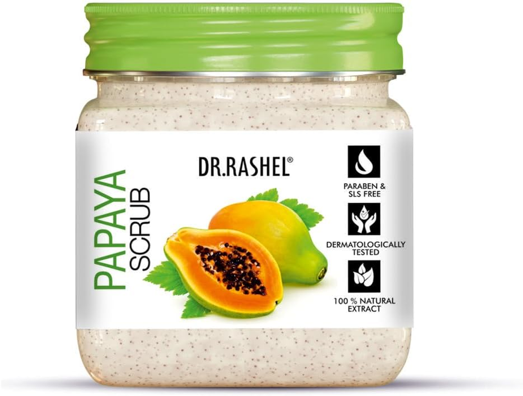 DR.RASHEL Scrub for Face & Body (Papaya Scrub, 380 ML) | All Skin |Cleanser Scrub for Deep Exfoliation | Dead Skin Remover Scrub | Tan Removal | Blackhead Remover Scrub | Face Scrub | Body Scrub image number 5