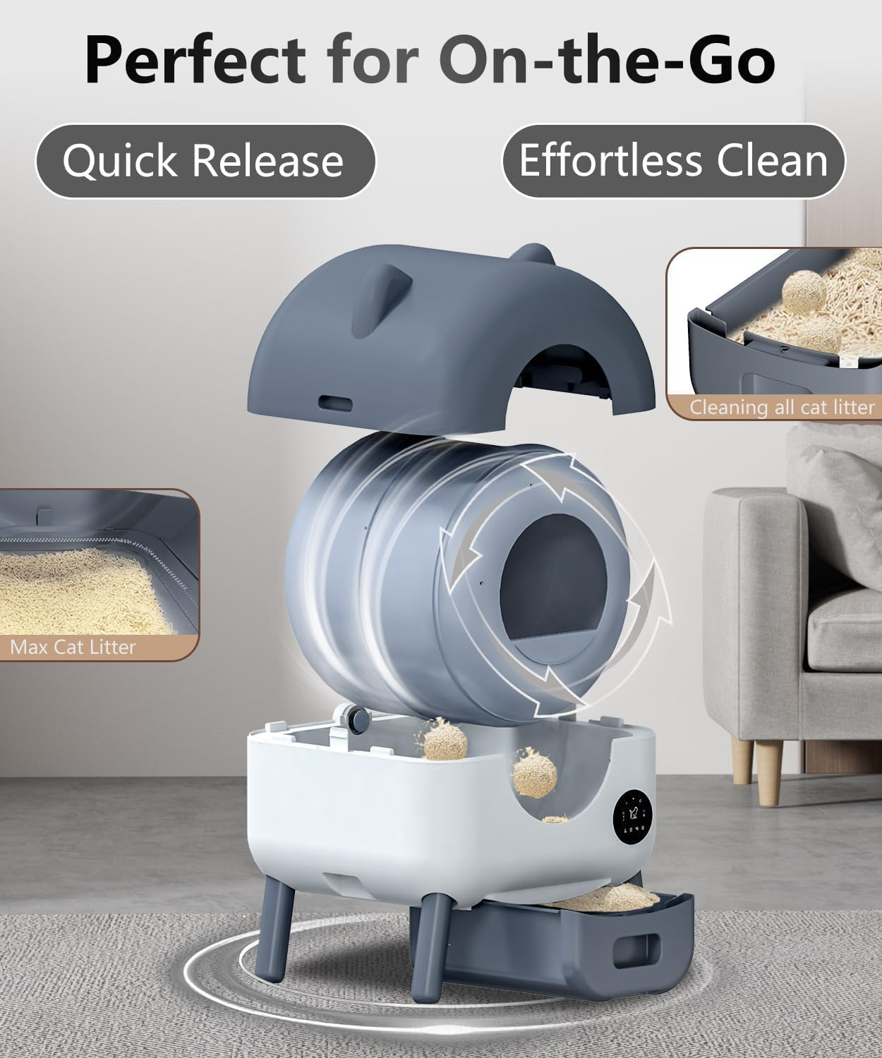 APEXORIGIN Self Cleaning Cat Litter Box, 76L+13L Extra Large Automatic Litter Box with Safety Protection, App Control, Odor-Free/Low Noise, Multi-Cat Design, Brush/Incense/2 Garbage Bags (White) image number 1