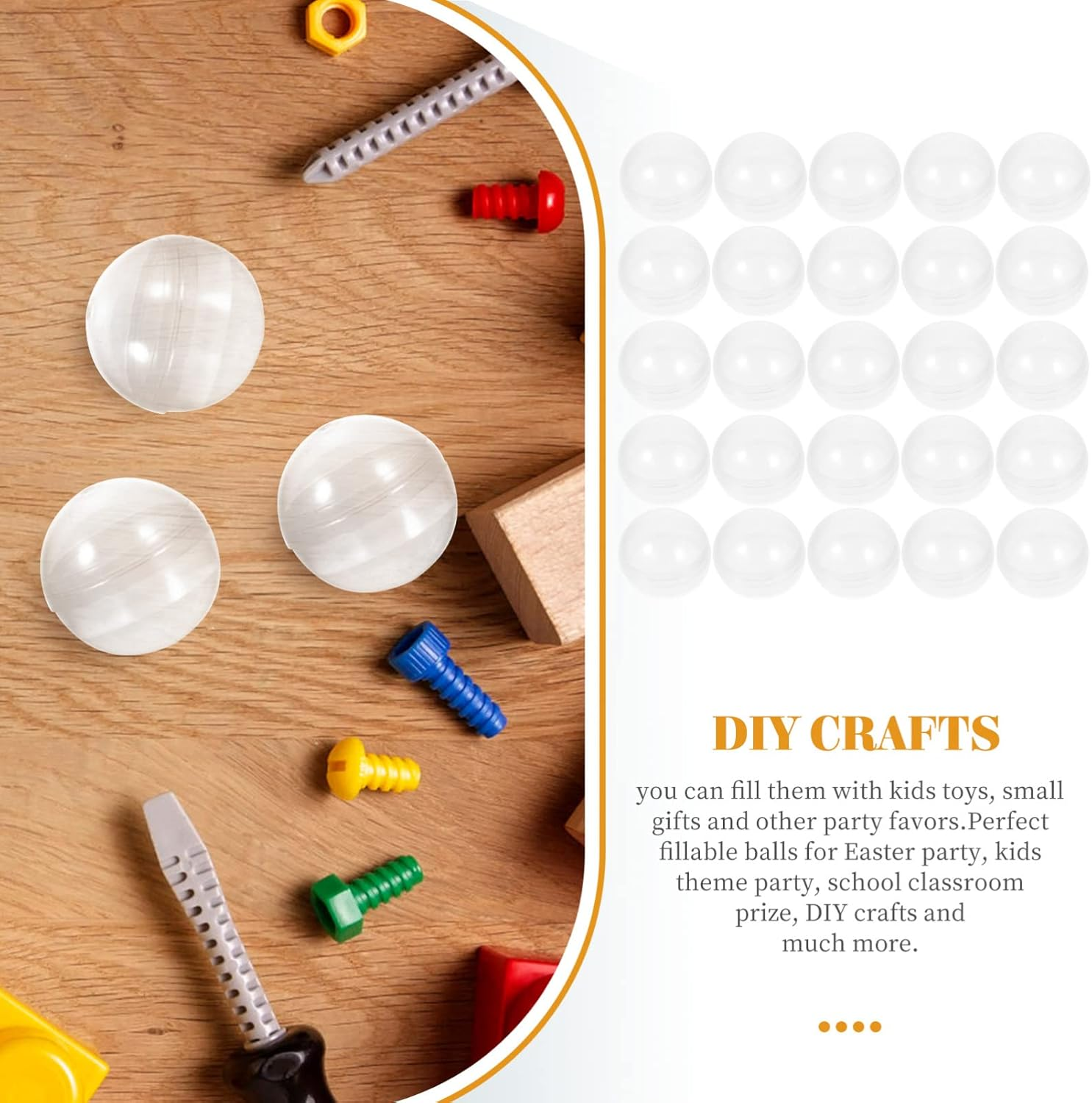 SEWACC 100Pcs Small round Capsules Clear Containers for Toy Vending Gumball Machines Surprise for Kids Party Favor Prize image number 4