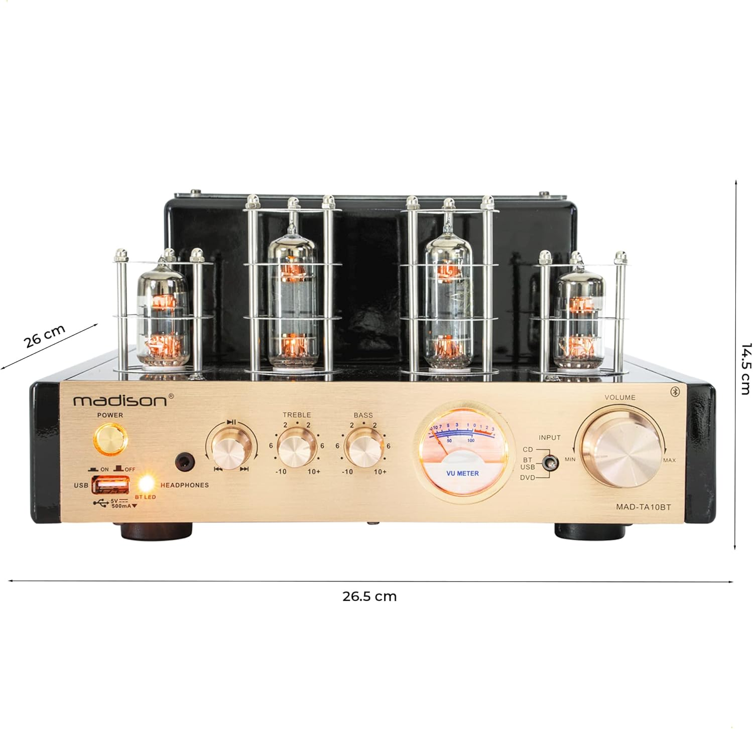 MAD-TA10BT - MADISON - STEREO TUBE AMPLIFIER 2 X 25W RMS, Silber/Braun/Scwarz