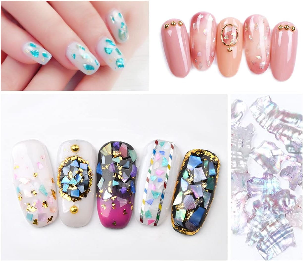 12 Colors Aurora Nail Art Crushed Shells Box, Beauties Factory 3D Nail Art Ocean Style Irregular Flakes Thin Slices Art & Craft Kit