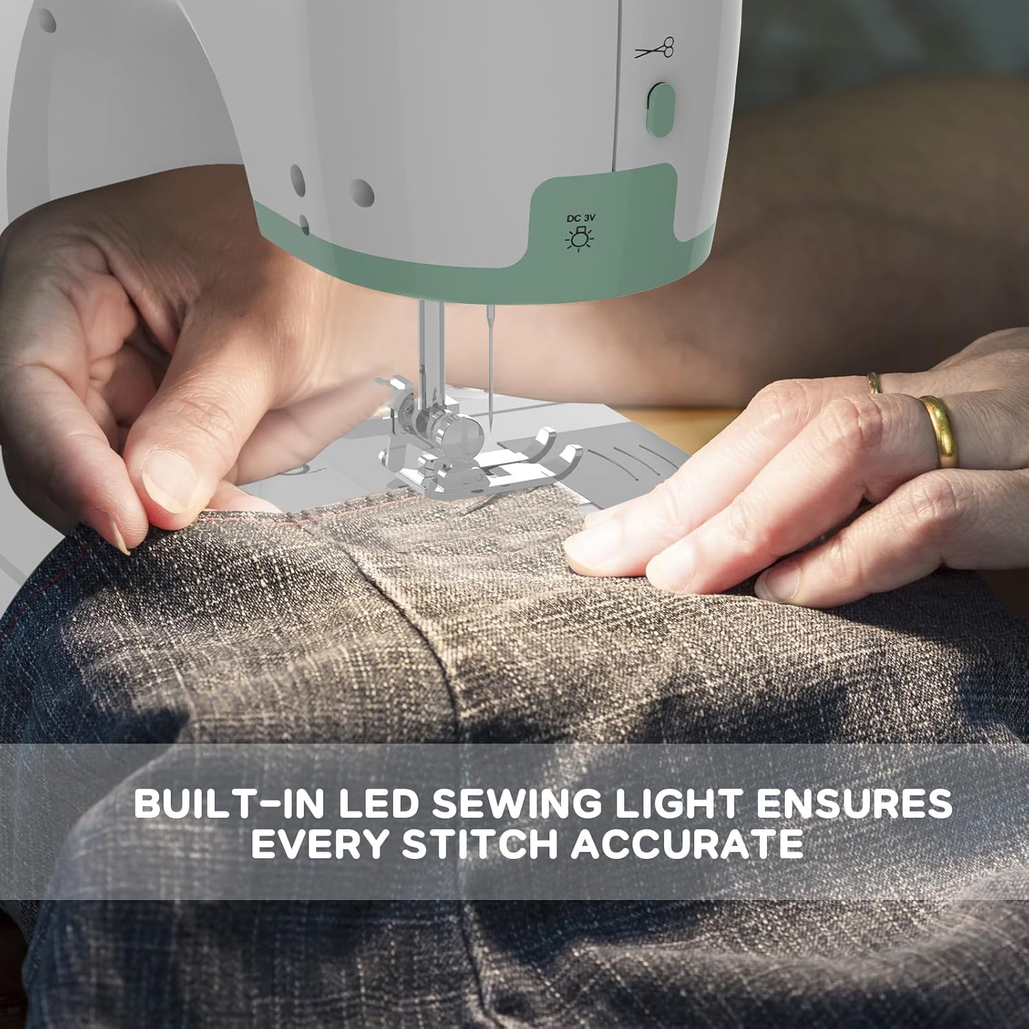 Sewing Machine with 54 Sewing Accessories & Table,Portable Electric Mending Machine for Home Travel DIY Beginners with 12 Stitch Patterns | Built-In Light image number 1