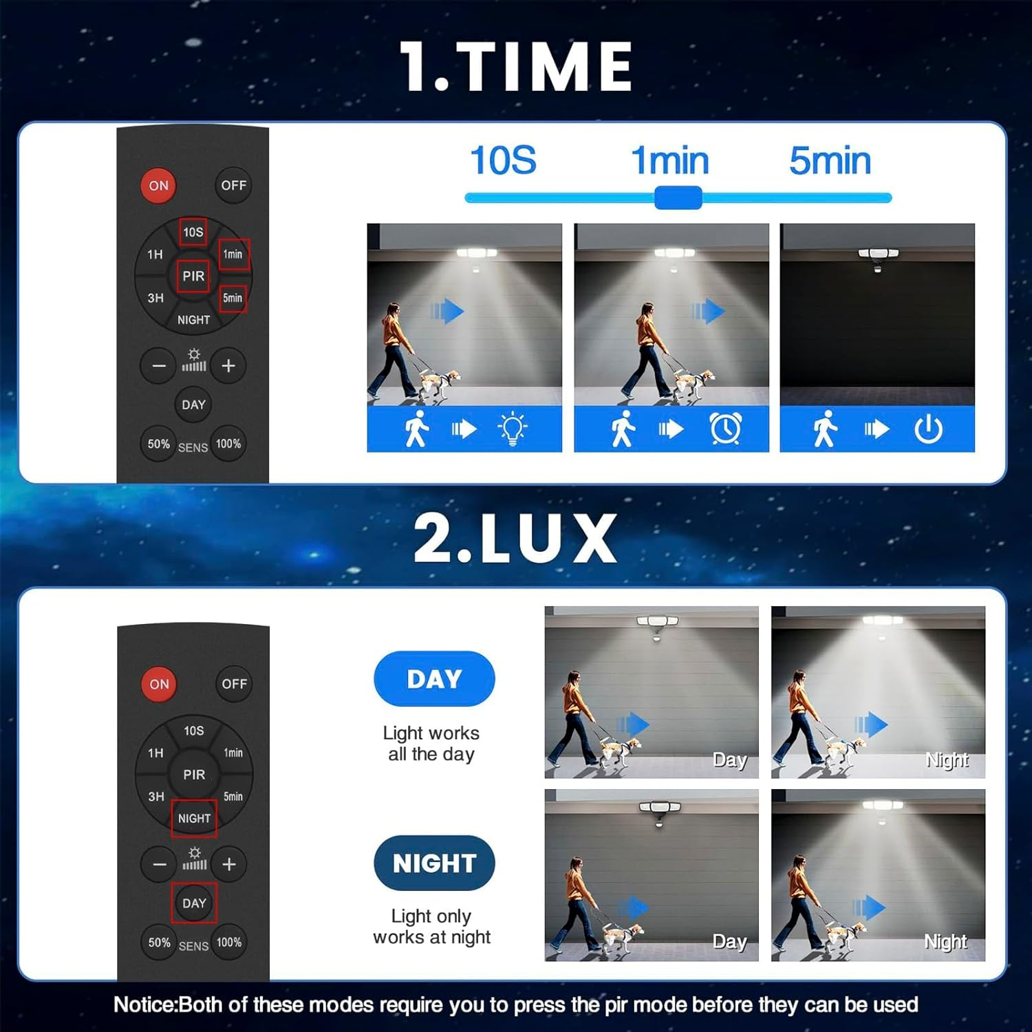 TONGLIN Security Light Outdoor, 4200LM 75LED Wiring Motion Sensor Lights, 42W 3-Head Angel Adjustable Flood Light with Remote Control, IP66 Waterproof Garden Light for Porch Patio Driveway Pathway image number 1