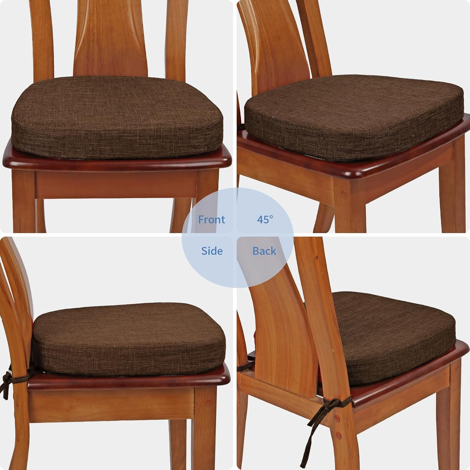 BUYUE Thickened 2.5" Dining Chair Cushions Set of 6, U-Shape High Density Foam Comfortable Chair Pads for Kitchen, Slip Resistant Indoor Seat Cushions (6 PCS, Chocolate) - 4, Beige image number 5