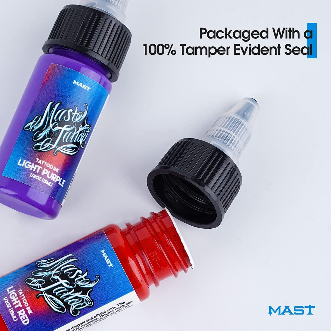 Mast Tattoo Inks 1/2Oz Kit 7 Bottles Mixed Color Triple Black High White Supply image number 1