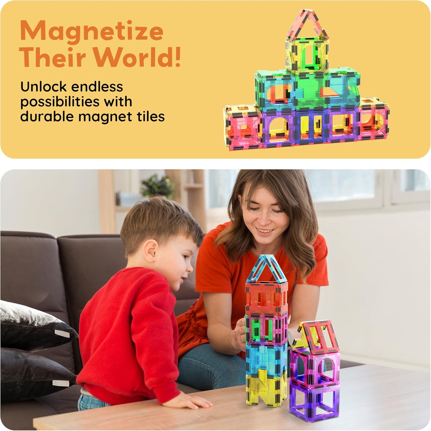 Picassotiles PT42 Designer Artistry Kit 42Pcs Set Magnet Building Tiles Clear Color Magnetic 3D Building Block - Creativity beyond Imagination! Educational, Inspirational, Conventional, Recreational image number 3