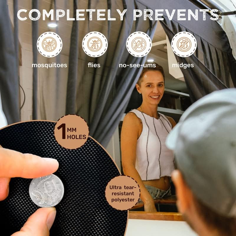 Fly Screen Magnetic for Camper Van - Fly Net Mesh for Bug, Mosquito, Insects - for Hiace, Iload, Transporter, Express, Multivan and Others with Magnets image number 6
