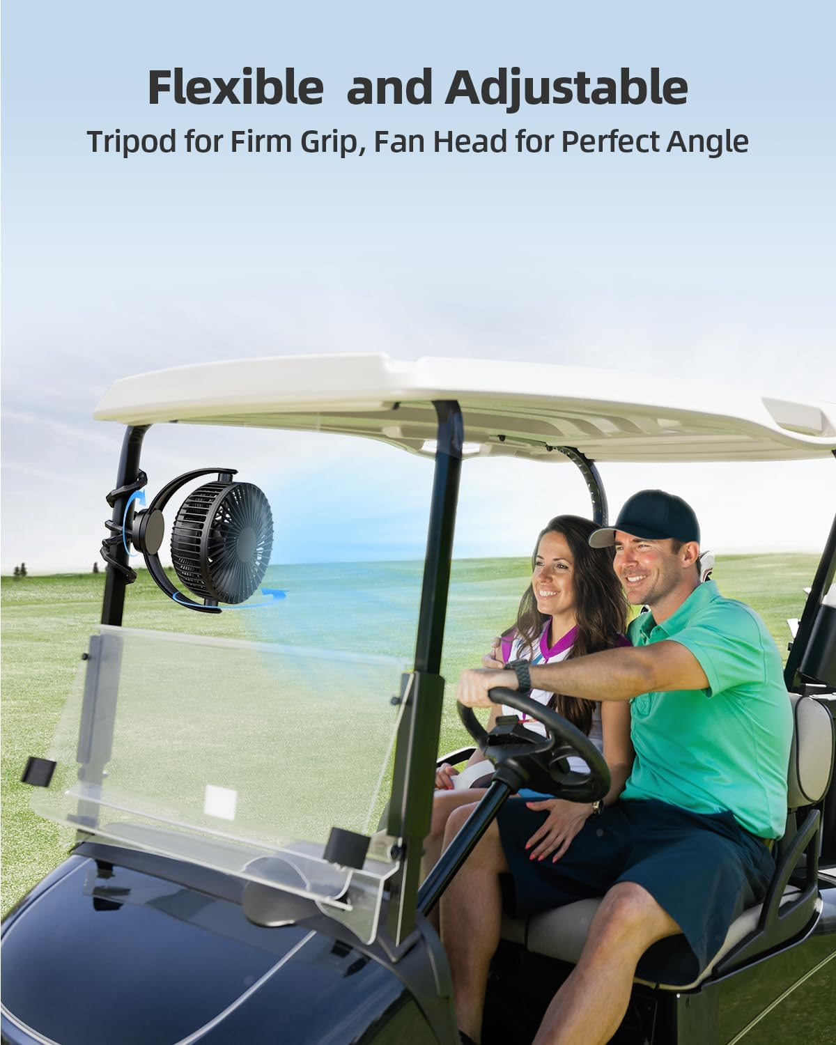 Koonie 5000Mah Portable Stroller Fan - 3-Speed Battery Operated, Flexible Clip-On Tripod, 360&deg; Rotate Flexible Tripod，Usb Rechargeable Cooling for Bike, Treadmill, Travel & Car Seat