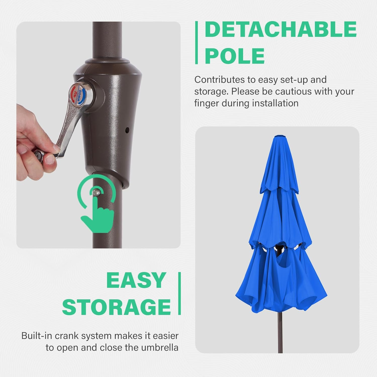 JEAREY 9FT 3 Tiers Patio Umbrella Outdoor Market Umbrella Table Umbrellas