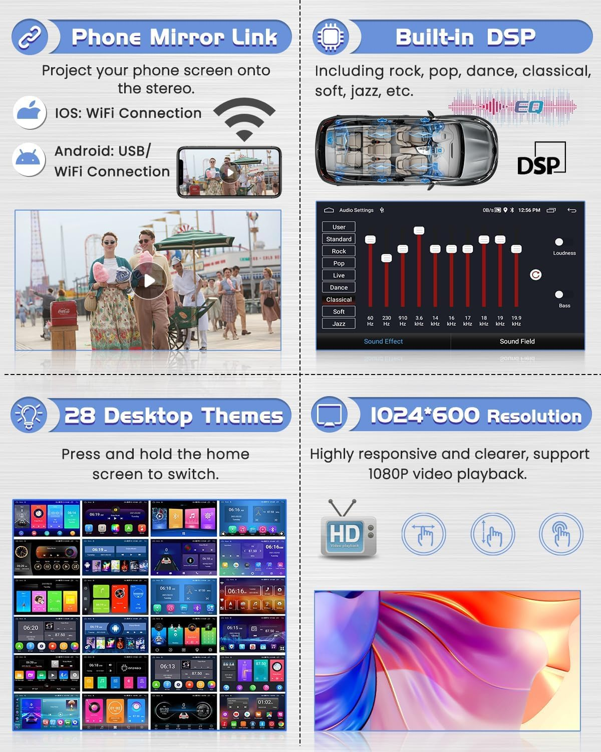 Roinvou 2+64G Android Carplay Stereo for 2008-2012 Subaru Forester Impreza WRX STI, Built-In Wireless Carplay with Android Auto, 9'' Touchscreen In-Dash GPS Navigation Support Mirror Link BT FM RDS image number 5