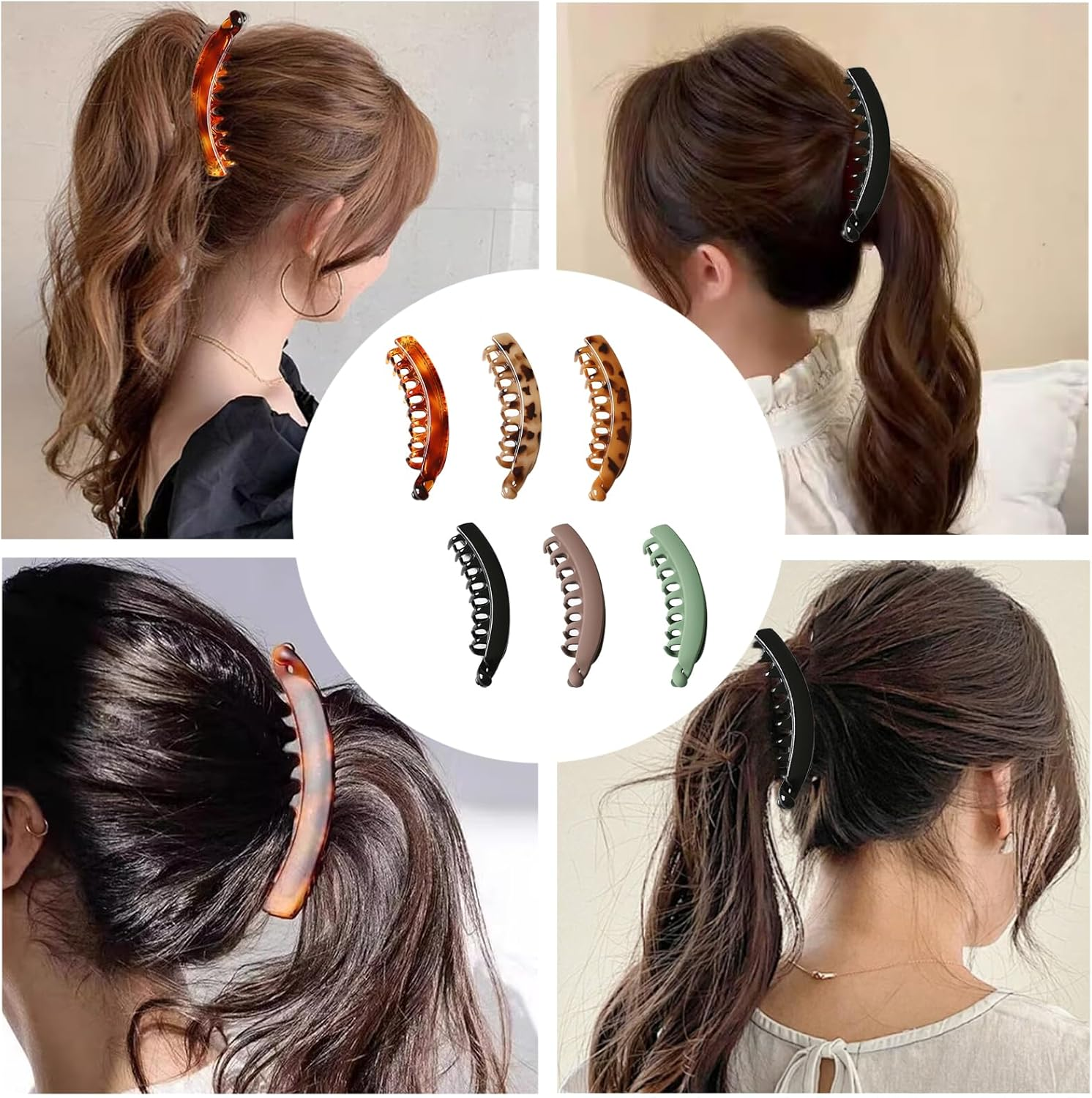 Pack of 6 Banana Clip Hair, Banana Clip Thin Hair, Banana Hair Clips Women'S Large, Hair Banana Clip, Beauty French Banana Clip Hair Clips, Hair Clips Women'S French Vintage, Ponytail Holder Clip image number 6