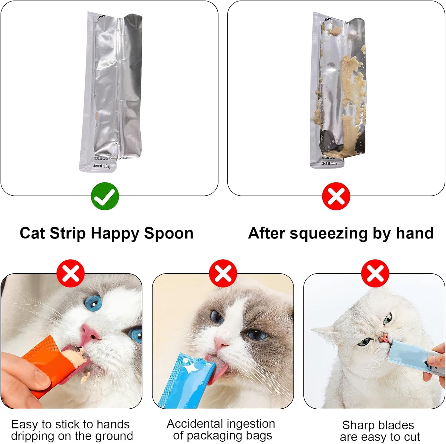 Cat Food Spoon, Cat Strips, Squeeze Spoon, Pack of 3, Cat Treat Spoon, Cat Strips, Strip, Happy Spoon, Pet Feeder, Cat Spoon, Cat Snack Spoon for Pets image number 2