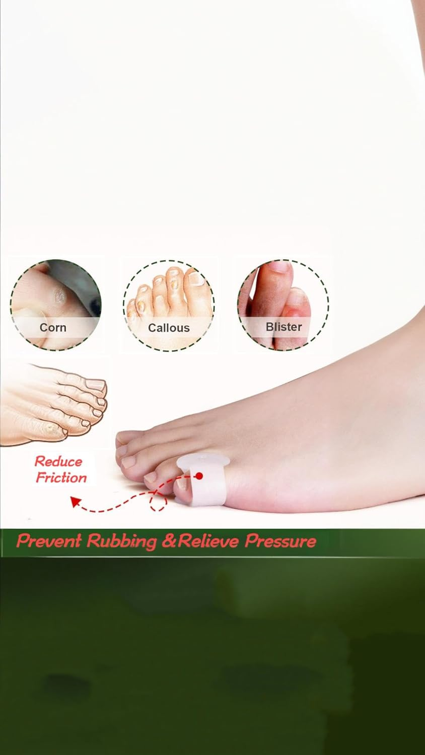 Honwor Gel Toe Separator Pack - Prevent Rubbing & Relieve Pressure - Little Toe Spacers (8 Pcs) image number 6