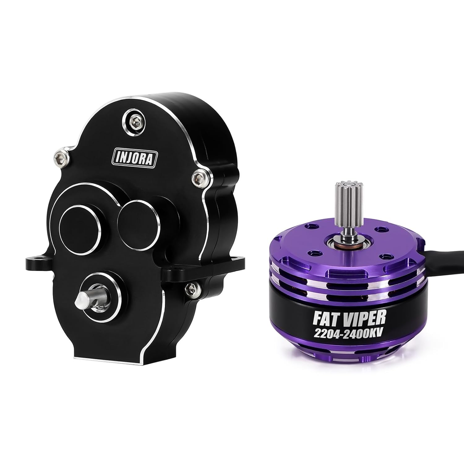 INJORA Fat Viper 2204 2400KV Brushless Outrunner Motor & Transmission for TRX4M 1/18 RC Upgrade image number 2