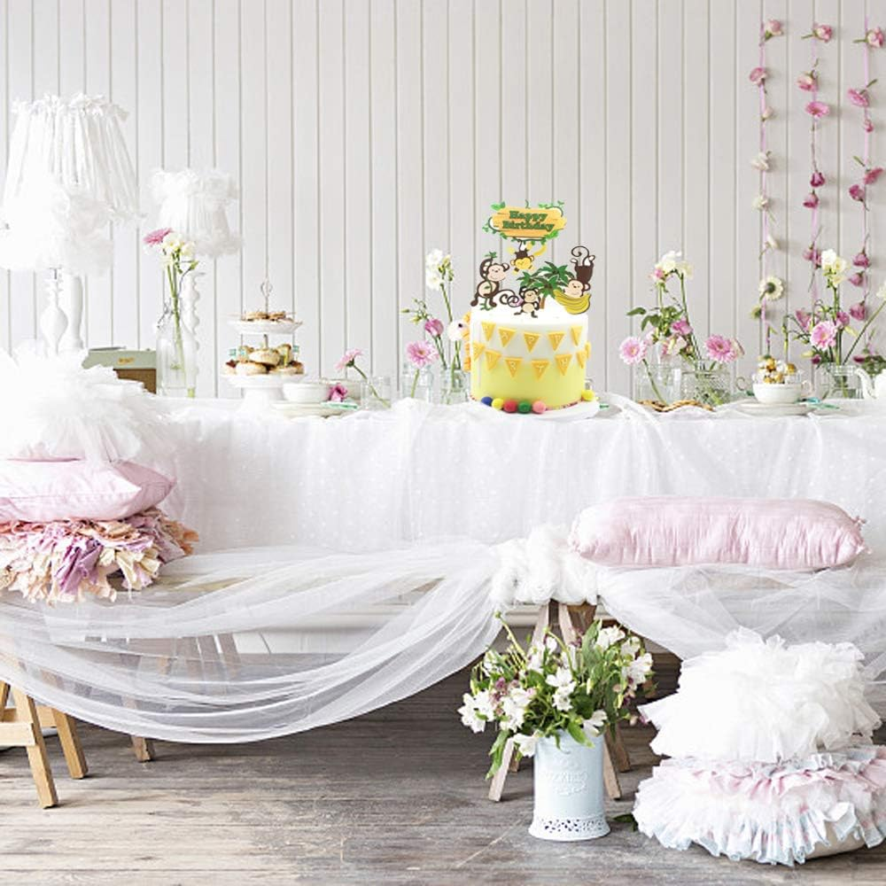 Jungle Safari Cake Decorations Monkey Theme Happy Birthday Cake Topper Animal Cupcake Toppers Picks for Animals Theme Baby Showers Birthday Party Supplies image number 4