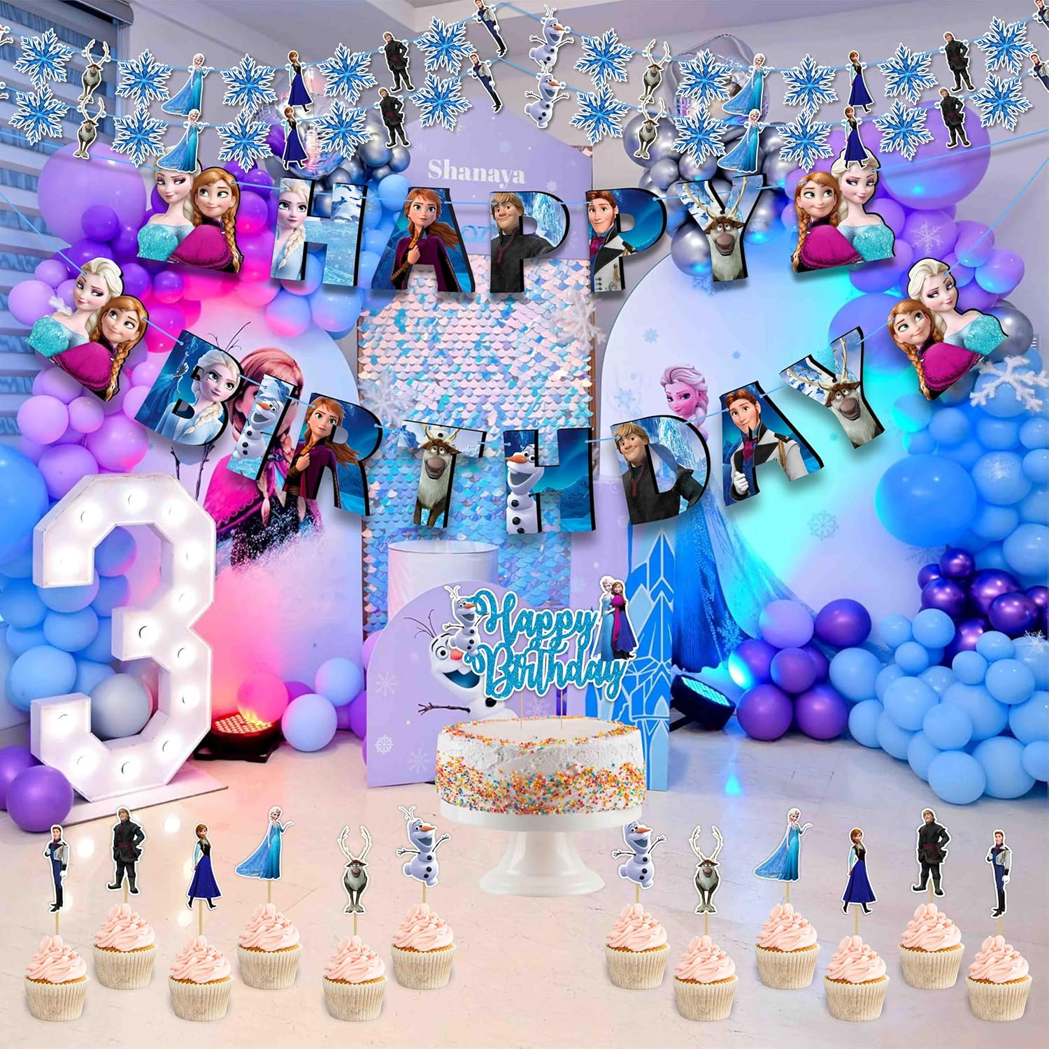 Frozn-Theme Birthday Party Supplies Bring Icy Elegance and Adventure to Celebrations. Perfect for Kids&rsquo; Birthdays and Winter-Themed Events image number 2