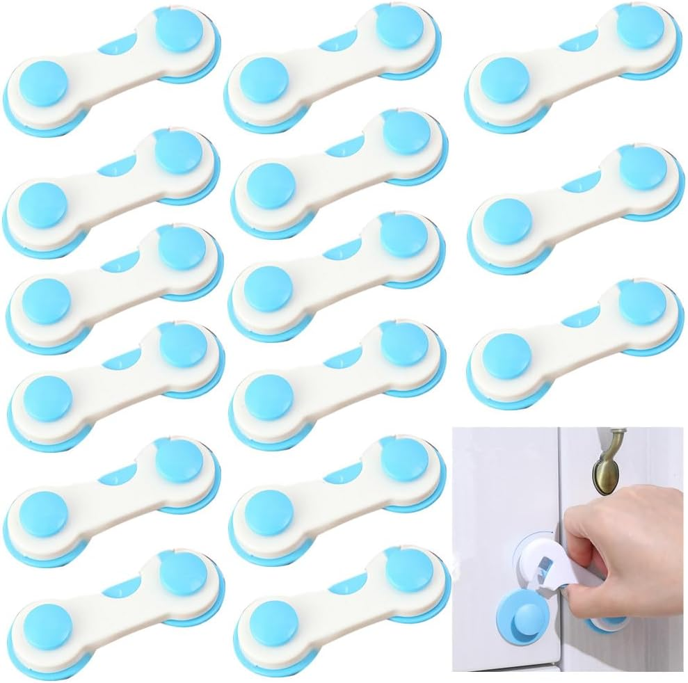 15-Pack Blue Cabinet Locks for Babies,Afzoryxn Cabinet Drawer Door Latches,Child Proof Locks,Proof Cabinet Locks,Cabinet Door Locks for Baby Proof and Child Safety,For Cabinets Doors,Pantry,Wardrobe. image number 2