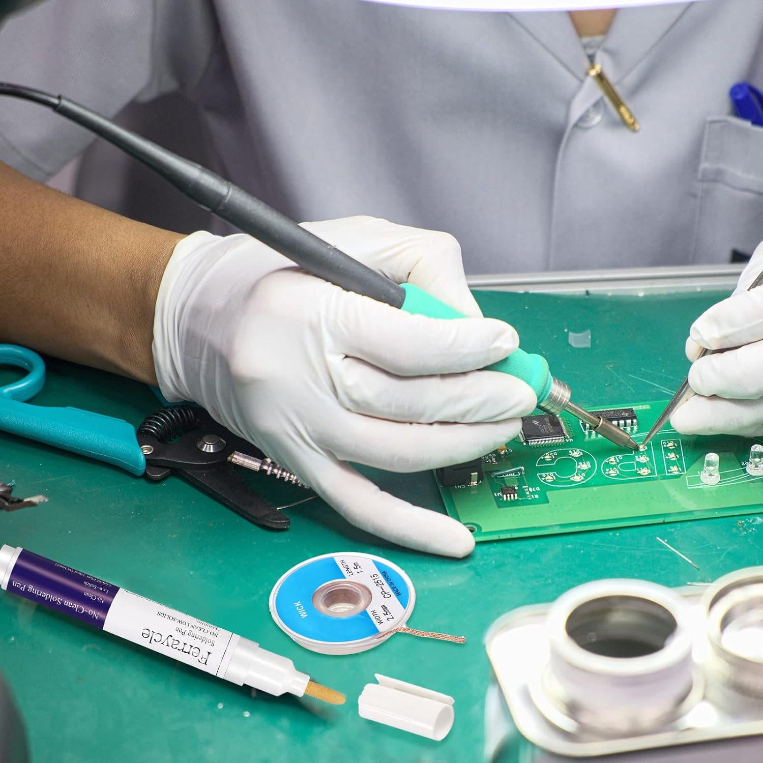 No Clean Soldering Pen and Solder Remover Wick, 0.1 Inch Wide and 59 Inch Long, Solder Braid Wick Liquid Flux for Electronics Welding Repair Tabbing Wire Maintenance image number 5