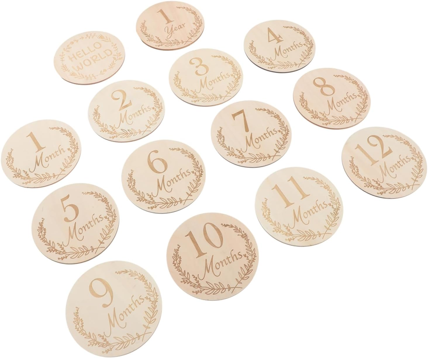 SUPVOX 14Pcs Wooden Milestone Cards for Newborn Boy and Girl Creative Birthday Growth Photo Props with Footprint and Months Signs Keepsake Parents image number 6