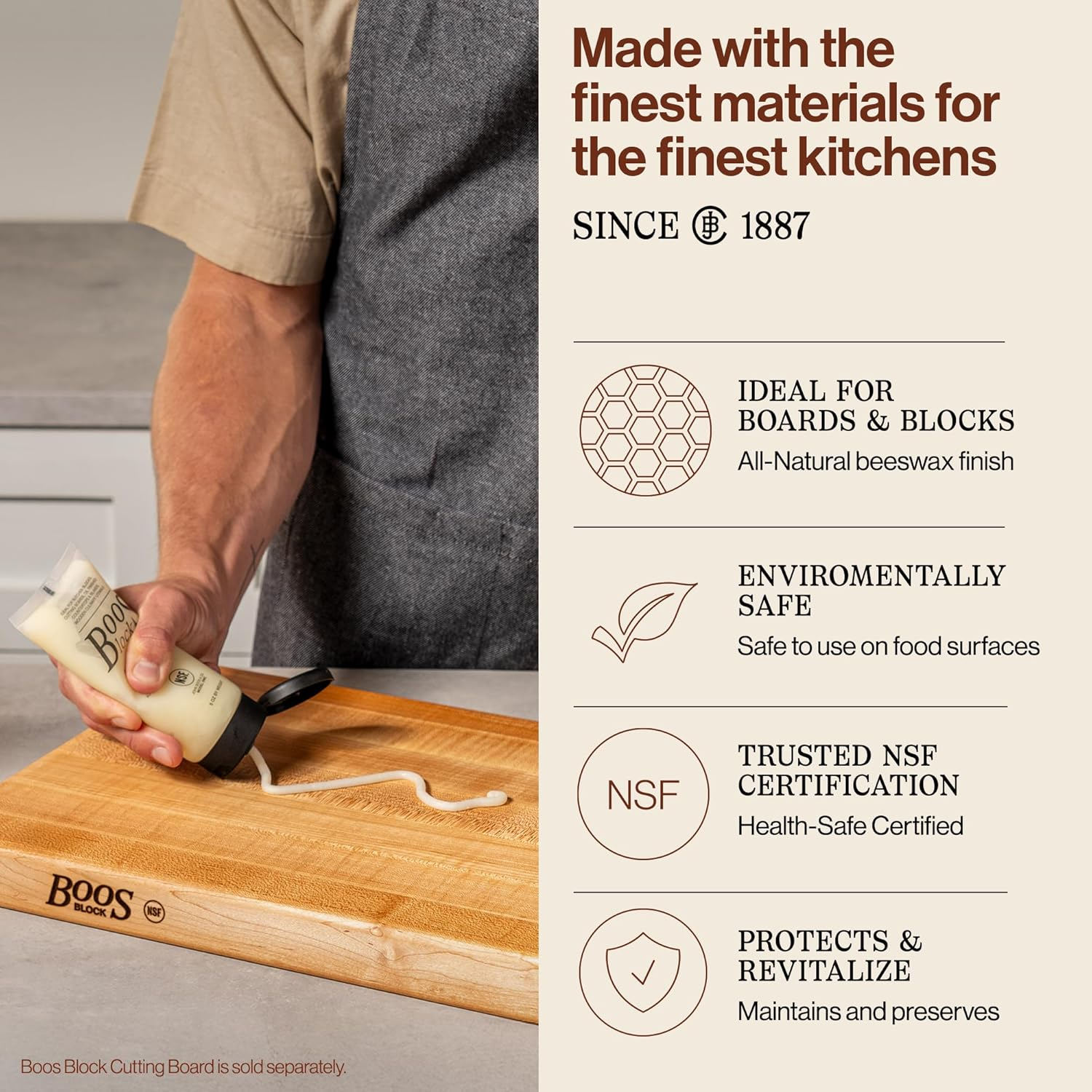 John Boos Block BWCB Butcher Block Board Cream, 5 Ounce image number 3