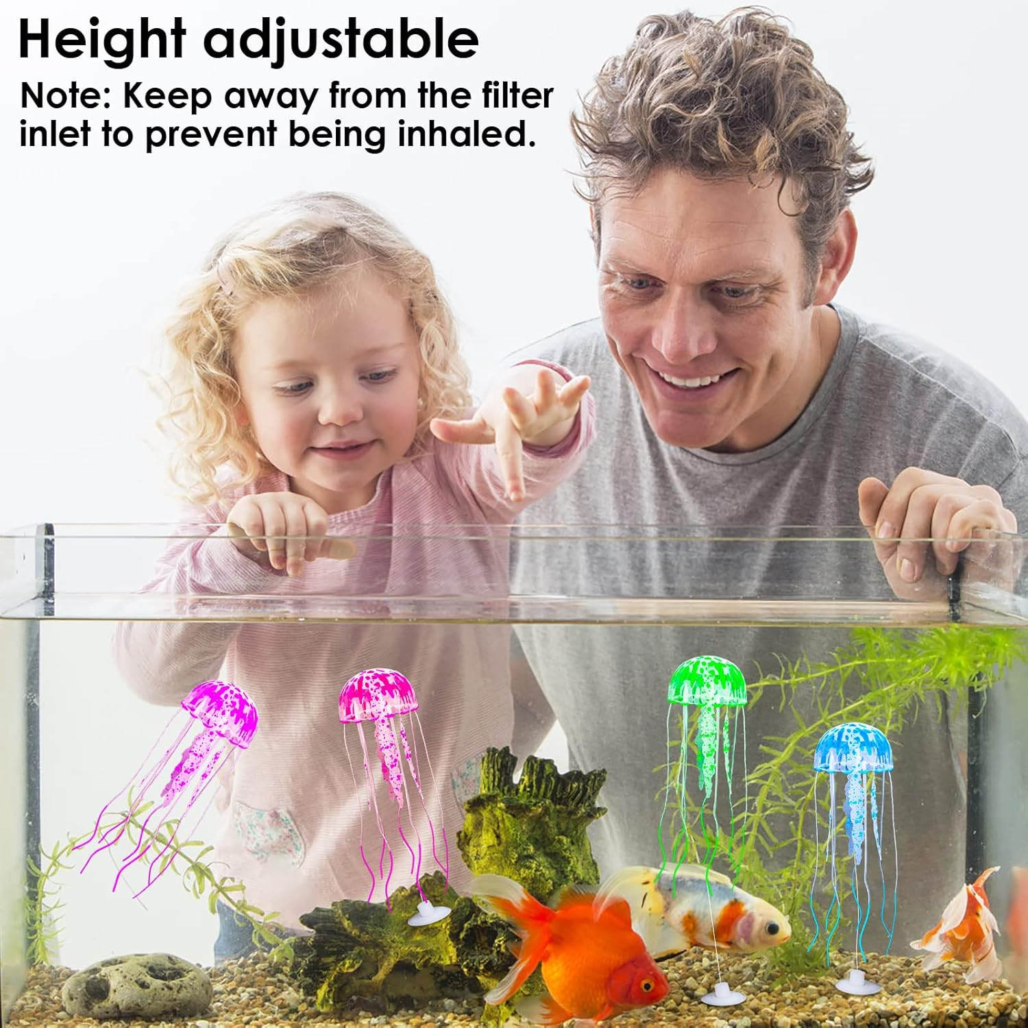 Giantree Aquarium Decorations, 4 Pcs Colorful Jellyfish Ornament with Luminous Effect Luminous Aquarium Decorations Fish Tank Ornament for Various Aquariums image number 1