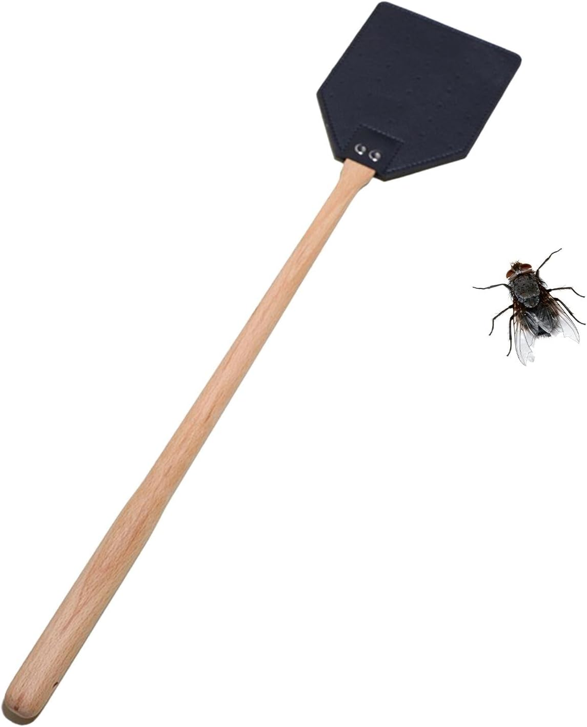 Heavy Duty Leather Fly Swatter - Portable Fly Swatters Leather Flyswatter - Ergonomic Manual Swatter with Comfortable Grip for Home Garden Terrace Kitchen