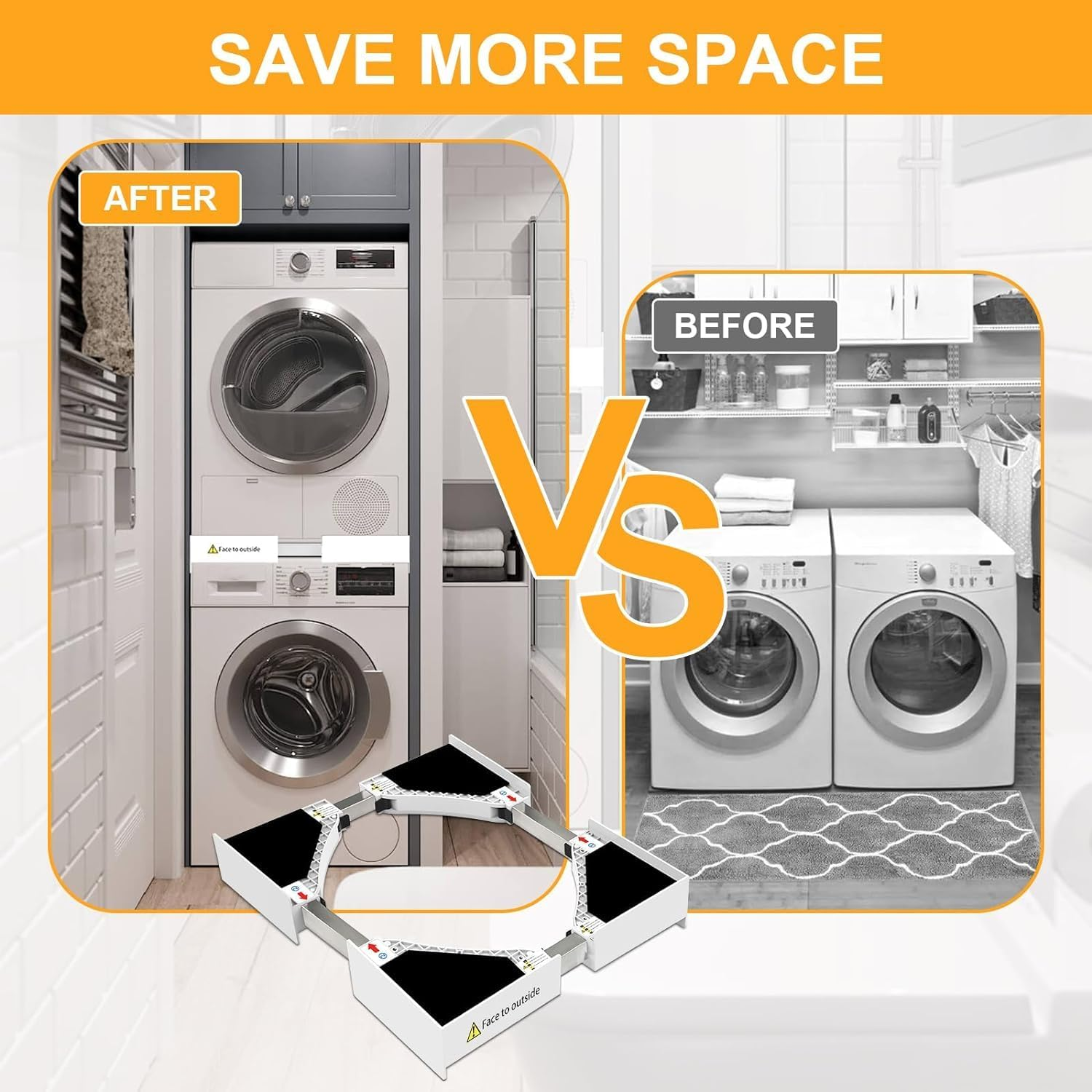 Stacking Kit for Washer and Dryer，Washer Dryer Stacking Kit, Universal Stacking Kit for Washer and Dryer, 29" 28" 27" 26" 25" 24" Inch Adjustable Stackable Washing Machine Kit with Ratchet Strap ﻿ image number 4