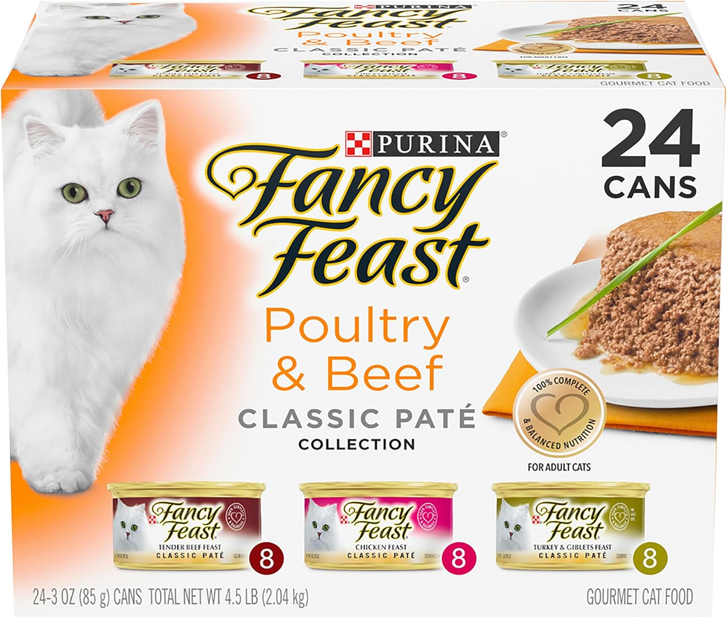 FANCY FEAST Classic Pat&eacute; Adult Wet Cat Food Poultry & Beef Collection 24X85G image number 3