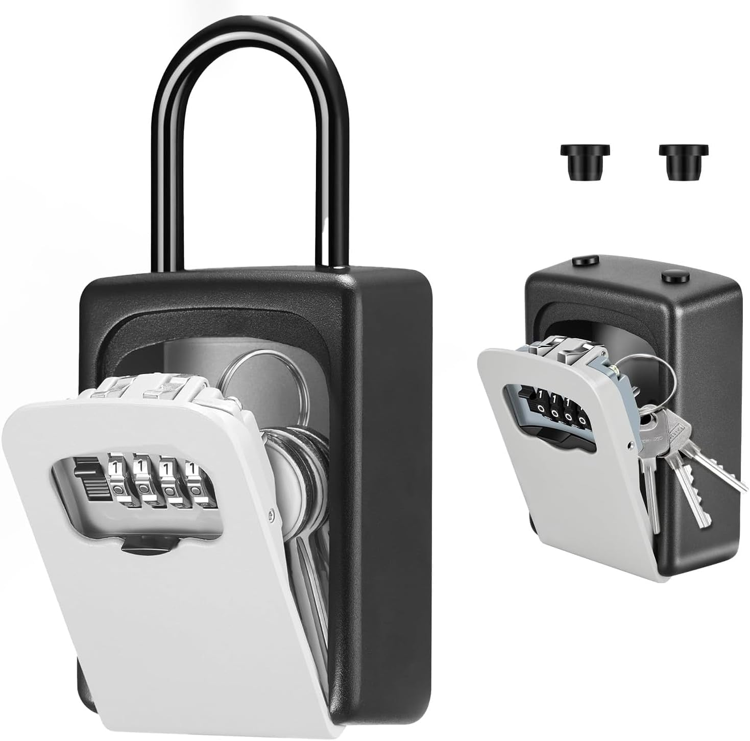 Bokmaton 4-Digit Combination Lock Box, Waterproof & Portable Key Safe with Removable Chain, Wall Mountable Outdoor Key Box for Home, Vacation Rental - 1 Pack image number 5