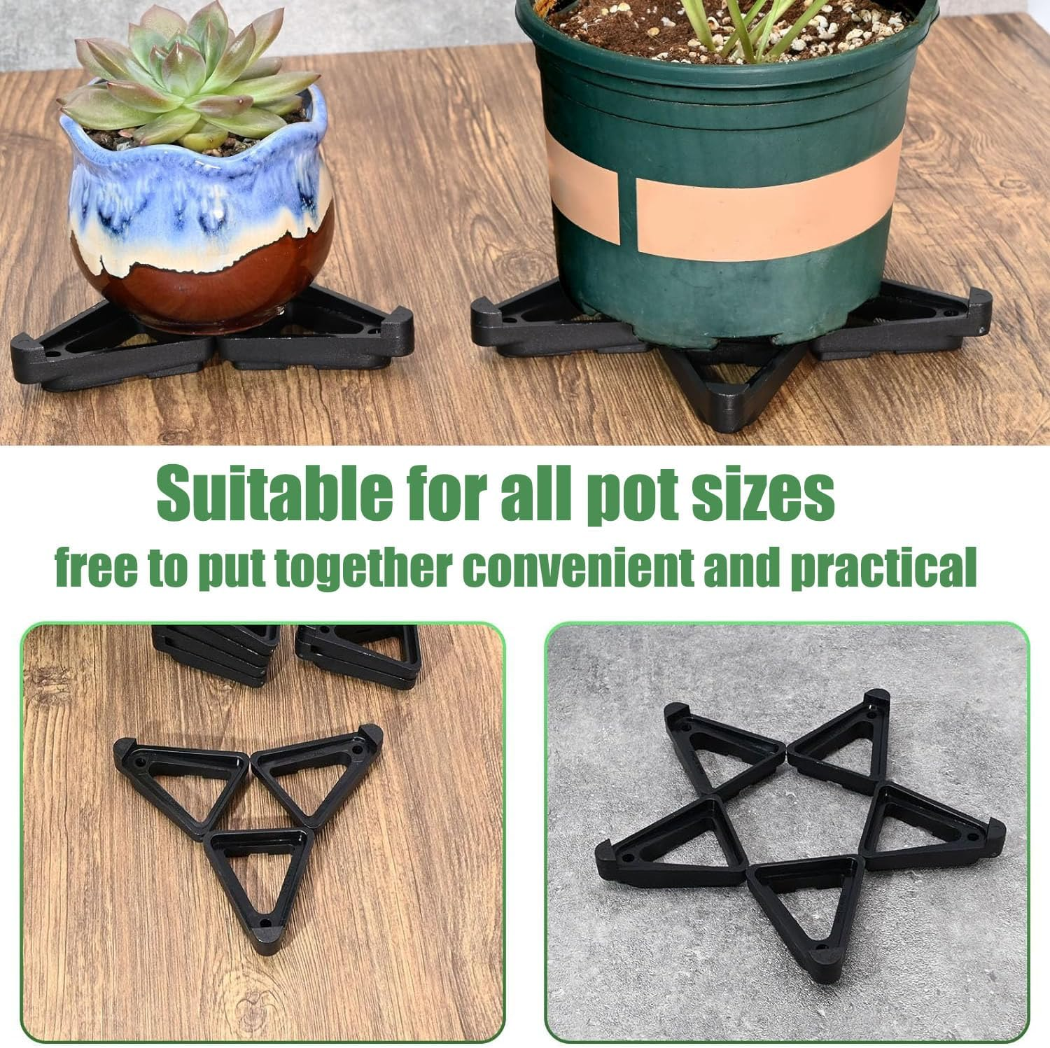Mtxorvix 24 Pcs Plant Pot Feet, Pot Feet Plant Pot Toes Invisible Triangle Flower Pot Risers Pot Lifters Support PP Garden Flowerpot Risers for Indoor Outdoor Gardening Plant Container (Black) image number 1