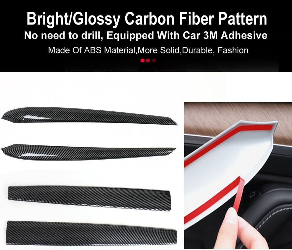 Starytbl Segment Center Control Dashboard Panel & Front Door Trim Wrap Cover for 2021-2023 Model 3 and 2020-2024 Model Y, Not Fit 2024 Model 3 Refresh Highland (Bright Carbon Fiber Pattern) image number 1
