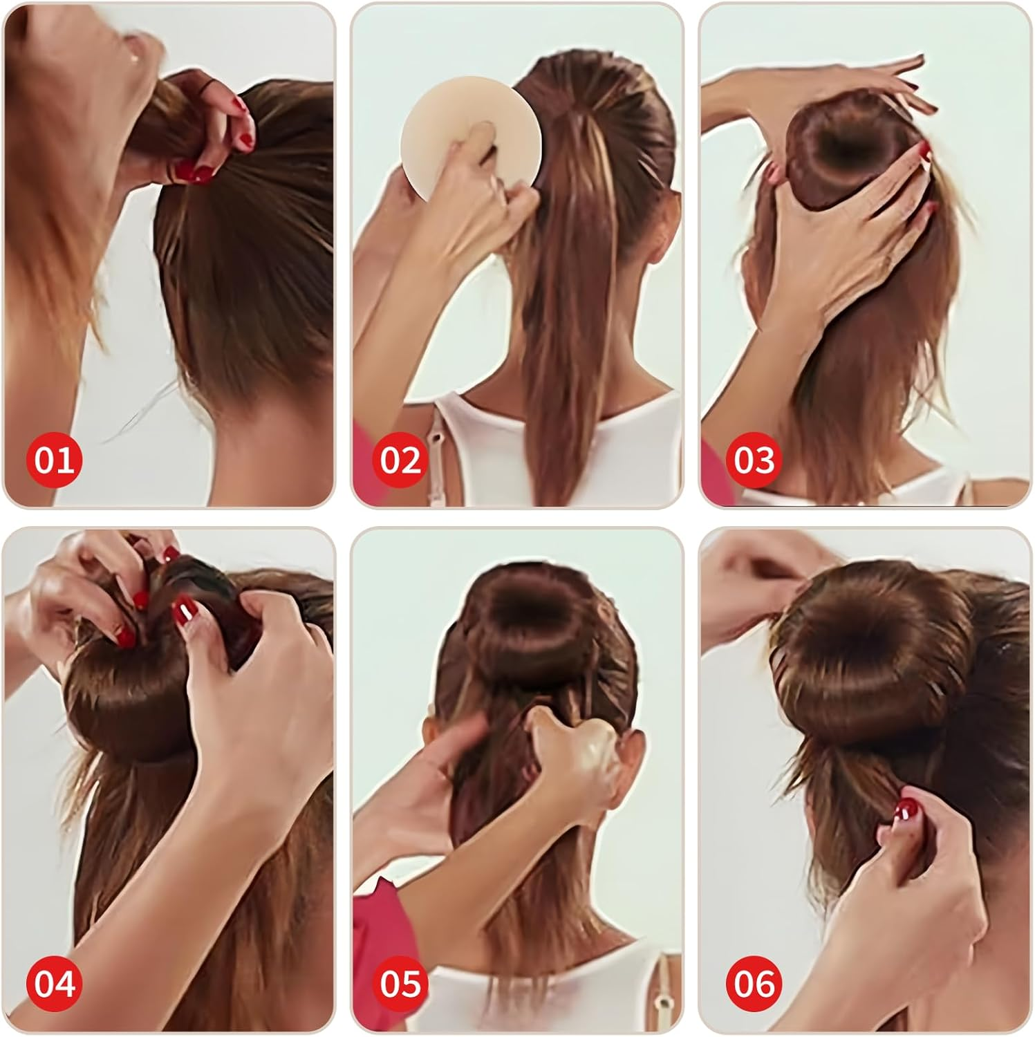 4 Pieces Donuts Bun Hair Accessory Women'S Hair Accessories Elastic Donut Chignon Bun Cushion Hair Clip Hair Band for Wedding (White) image number 4