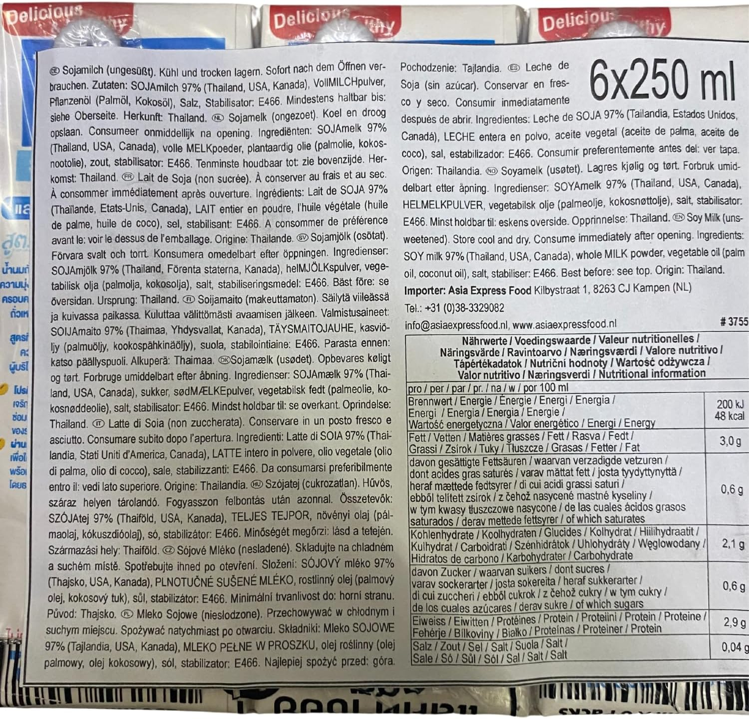 Lactasoy Soymilk Unsweetened Drink 250Ml 6 Pack image number 3