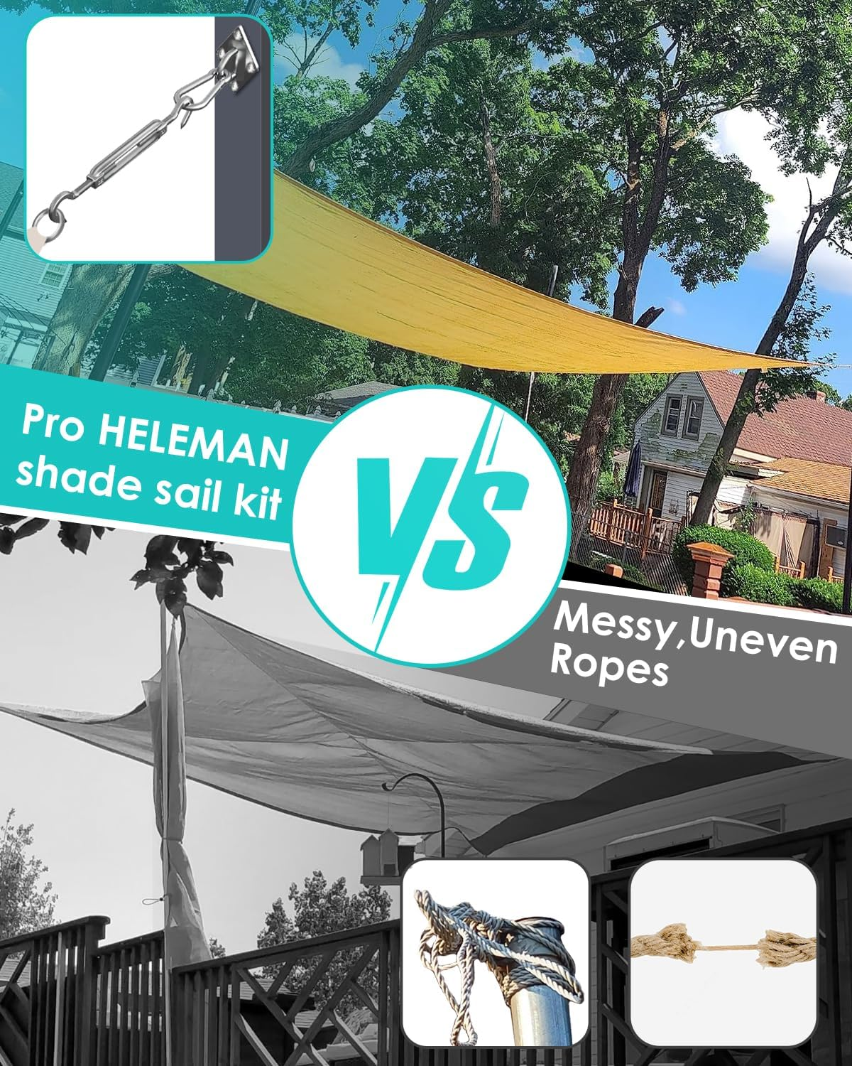 HELEMAN Shade Sail Hardware Kit 5 Inch for Rectangular/Square/Triangular Sun Shade Sail Installation in Patio Lawn and Garden, Anti-Rust Sail Shade Hardware Kit of Heavy Duty (40Pcs) image number 2