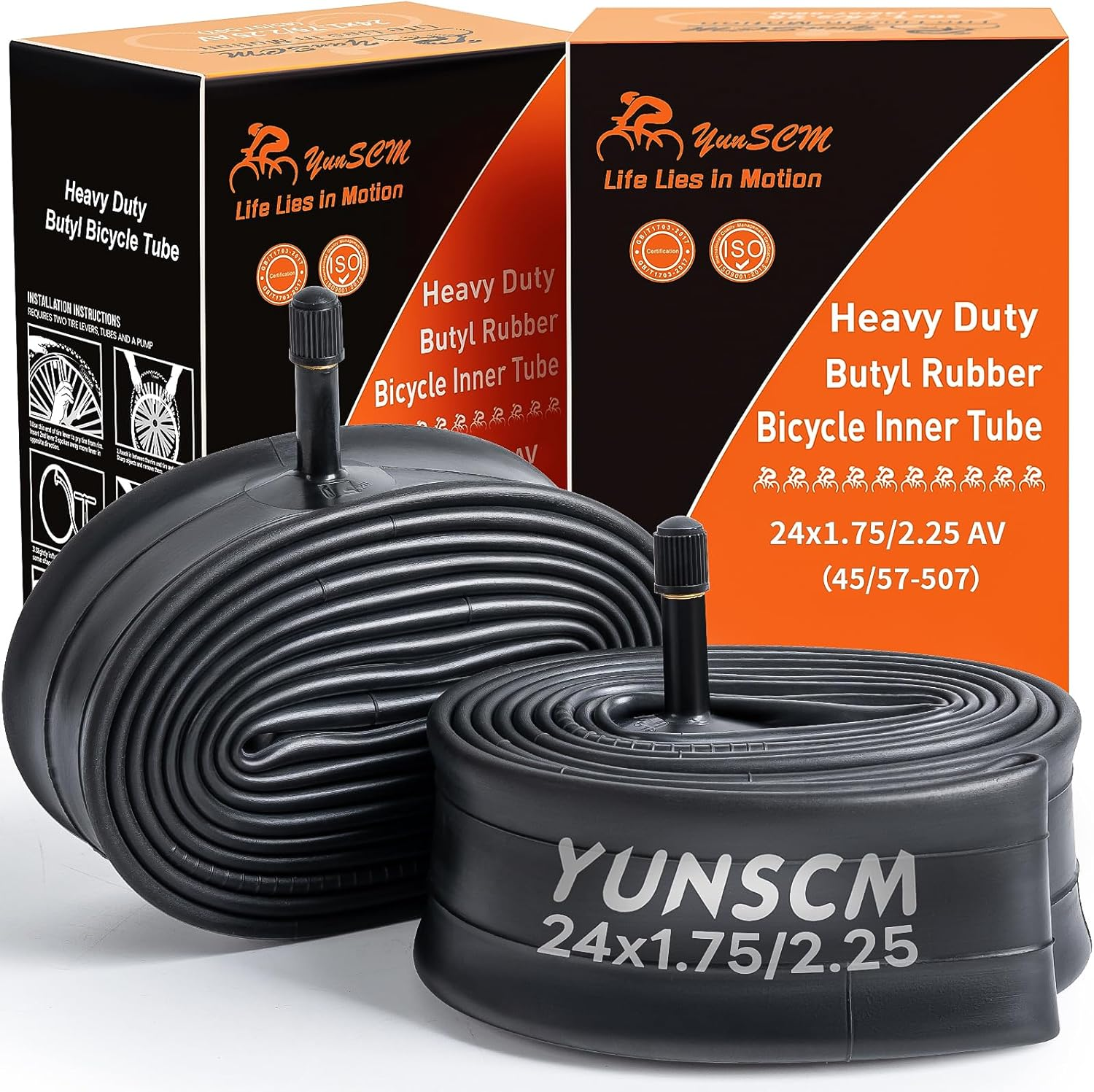Yunscm 2 Pcs,Heavy Duty 24X1.95 Bike Tubes,24X1.75/2.25 Bike Inner Tubes Schrader Valve 32Mm,24X1.75/1.95/2.10/2.125/2.25 Mountain Bike Tubes,Compatible with 24&ldquo;X1.75&ldquo; to 24&rdquo;X2.25&rdquo;