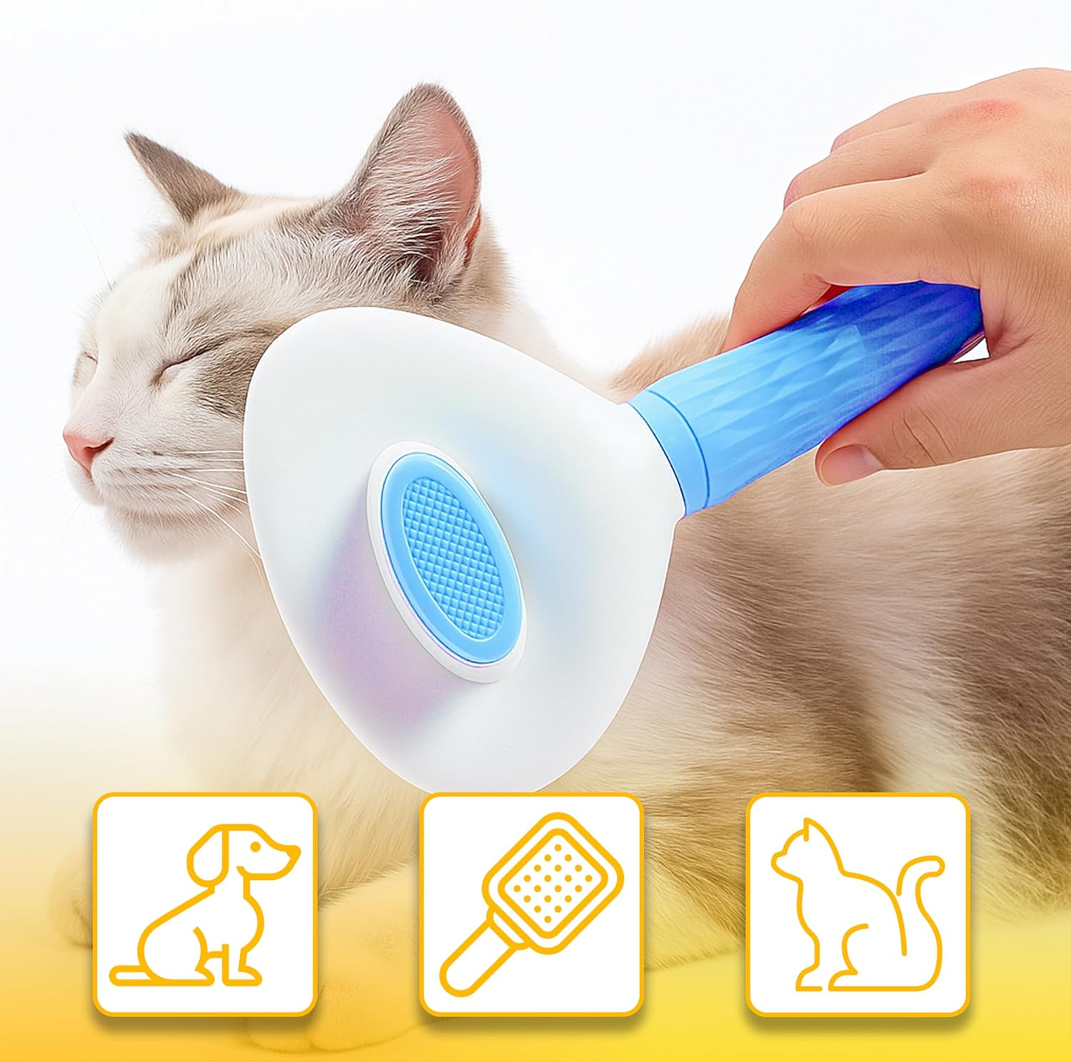 Retoo Dog Brush, Cat Brush, Self-Cleaning - Pet Hair Brush against Undercoat, Loose Hair & Tangles - Ergonomic Handle, Grooming Brush for Short & Long Hair, Gentle Massage