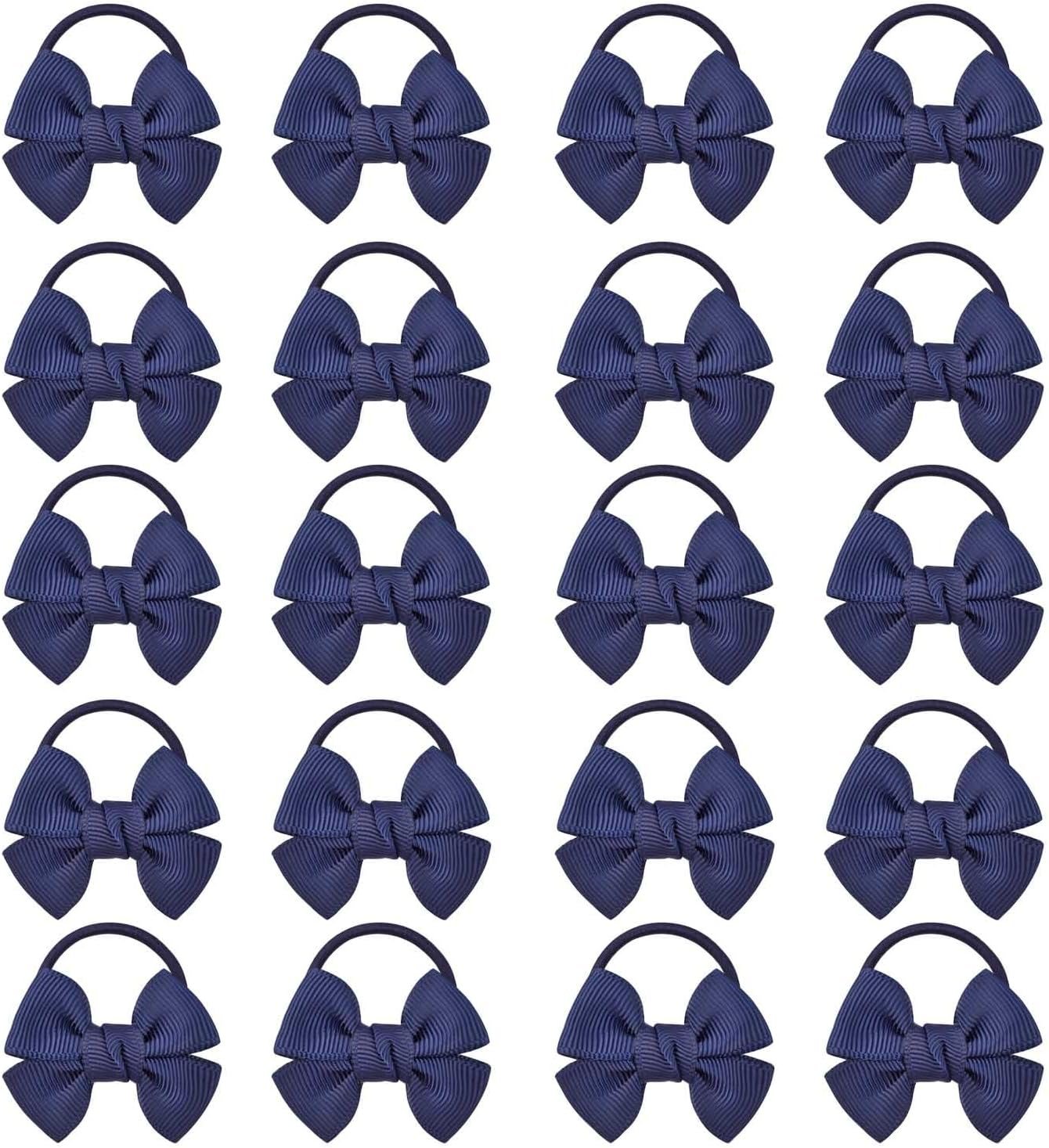 20 Pcs White Hair Accessories, White Hair Bow, Whites Bows for Hair, Girls Bobbles Bows School Bands, Elastics Hair Bands for Girls (White)