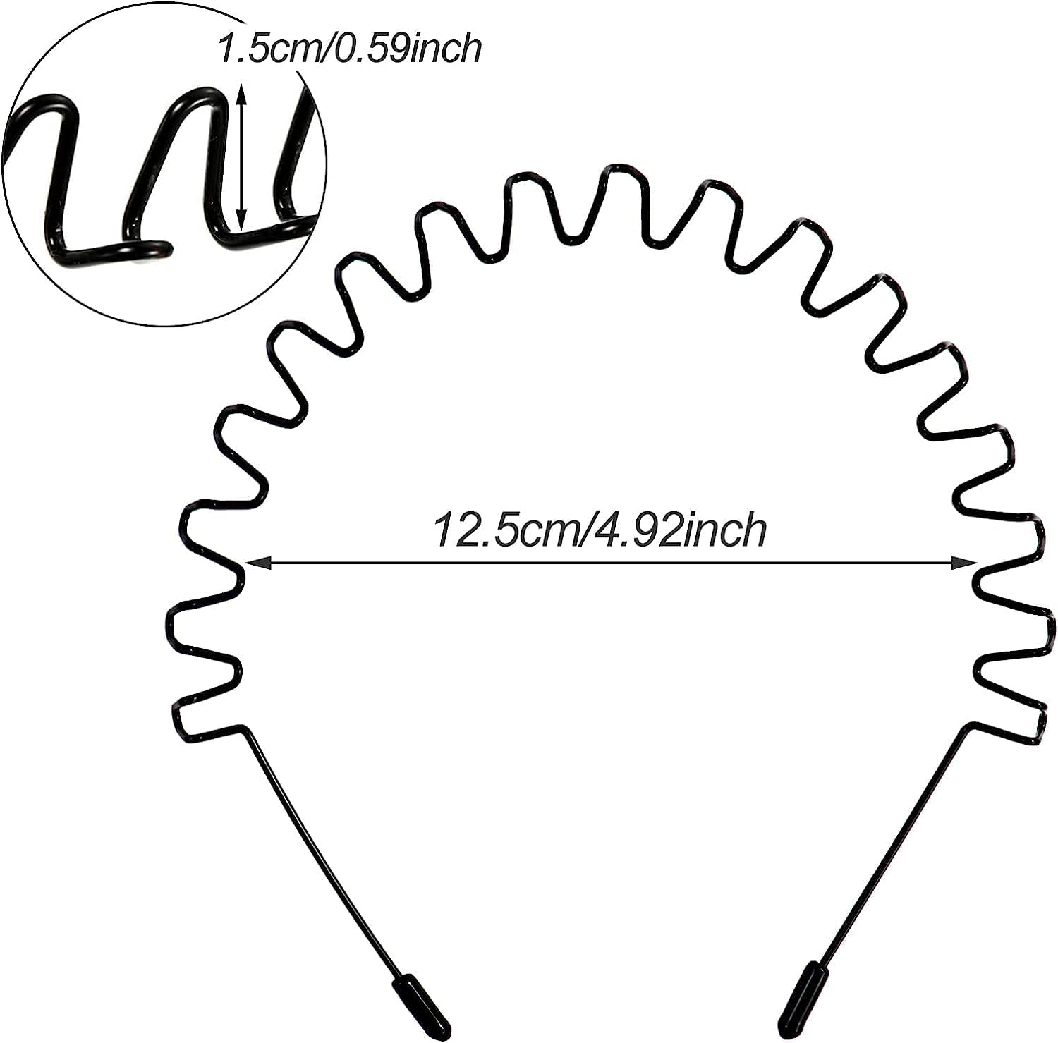 2Pcs Black Wave Elastic Headband,Non-Slip Metal Hair Hoop, Metal Headband Black Hair Hoop,Metal Headbands for Women and Men image number 2